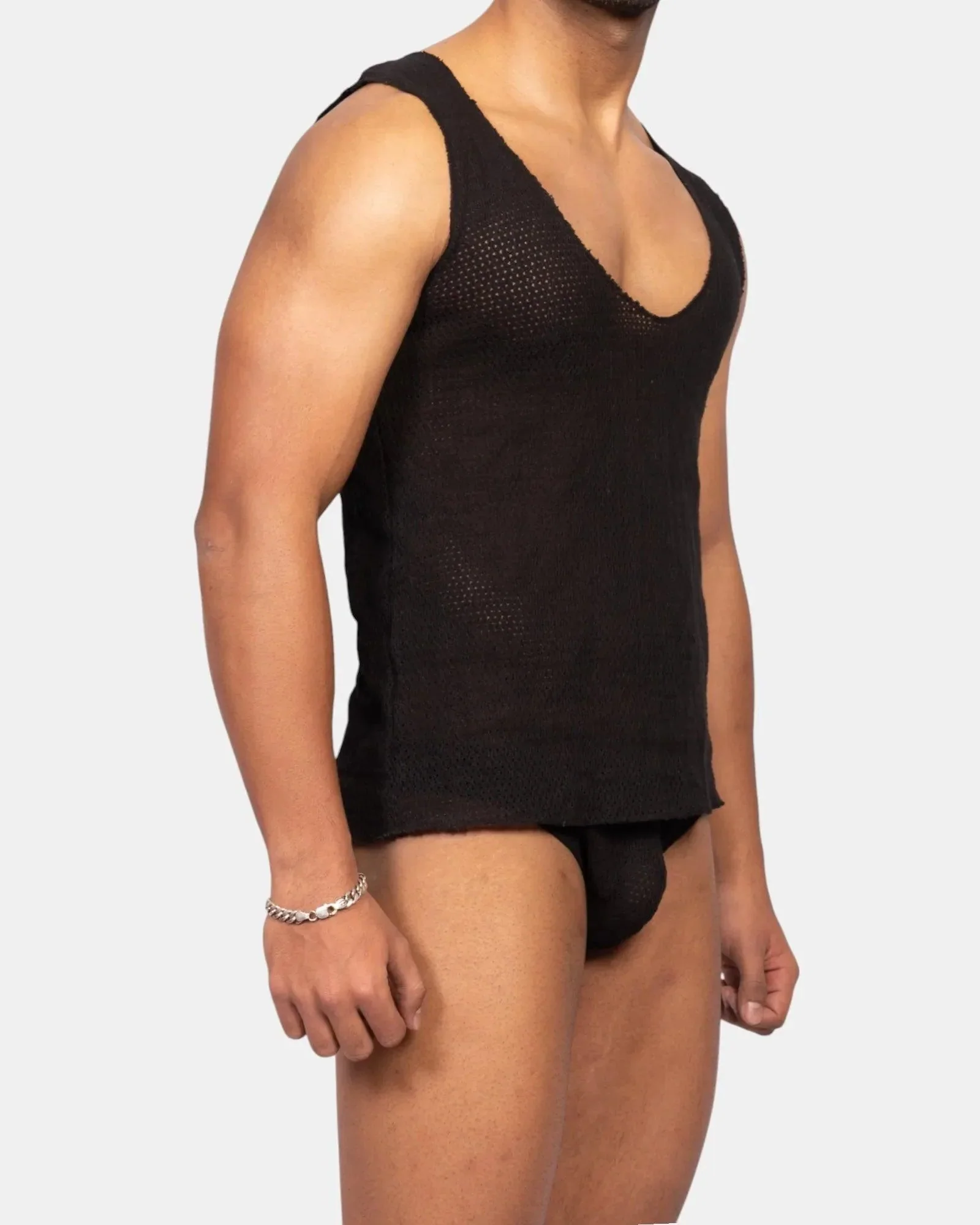 Knit Crochet Tank /Black - Image 2