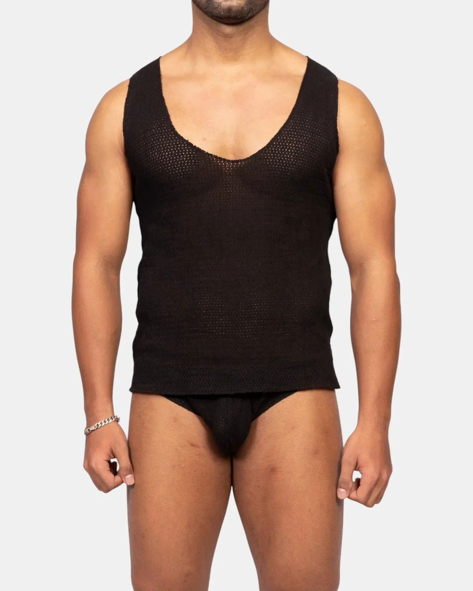 Knit Crochet Tank /Black - Image 6