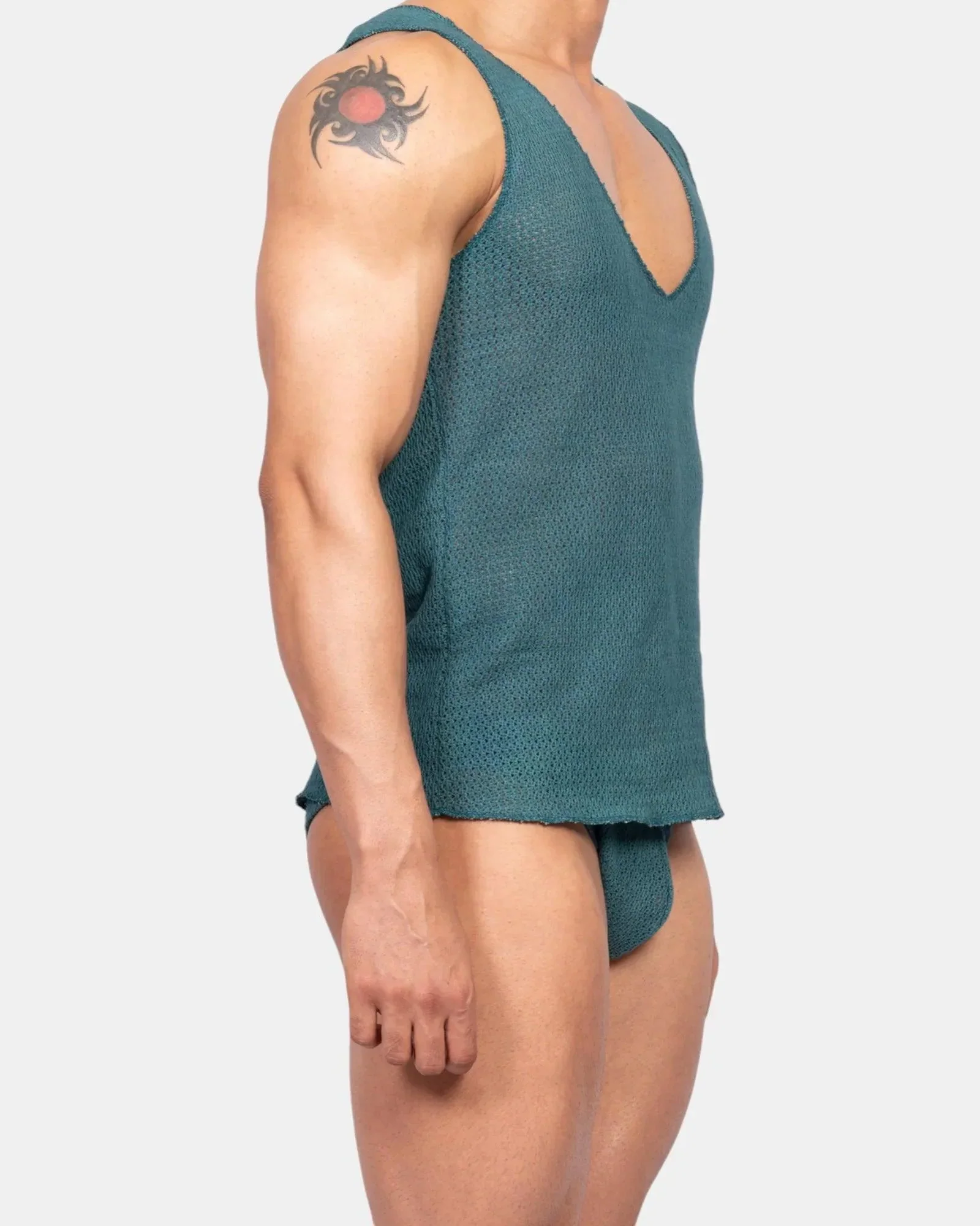 Knit Crochet Tank /Teal Green - Image 2