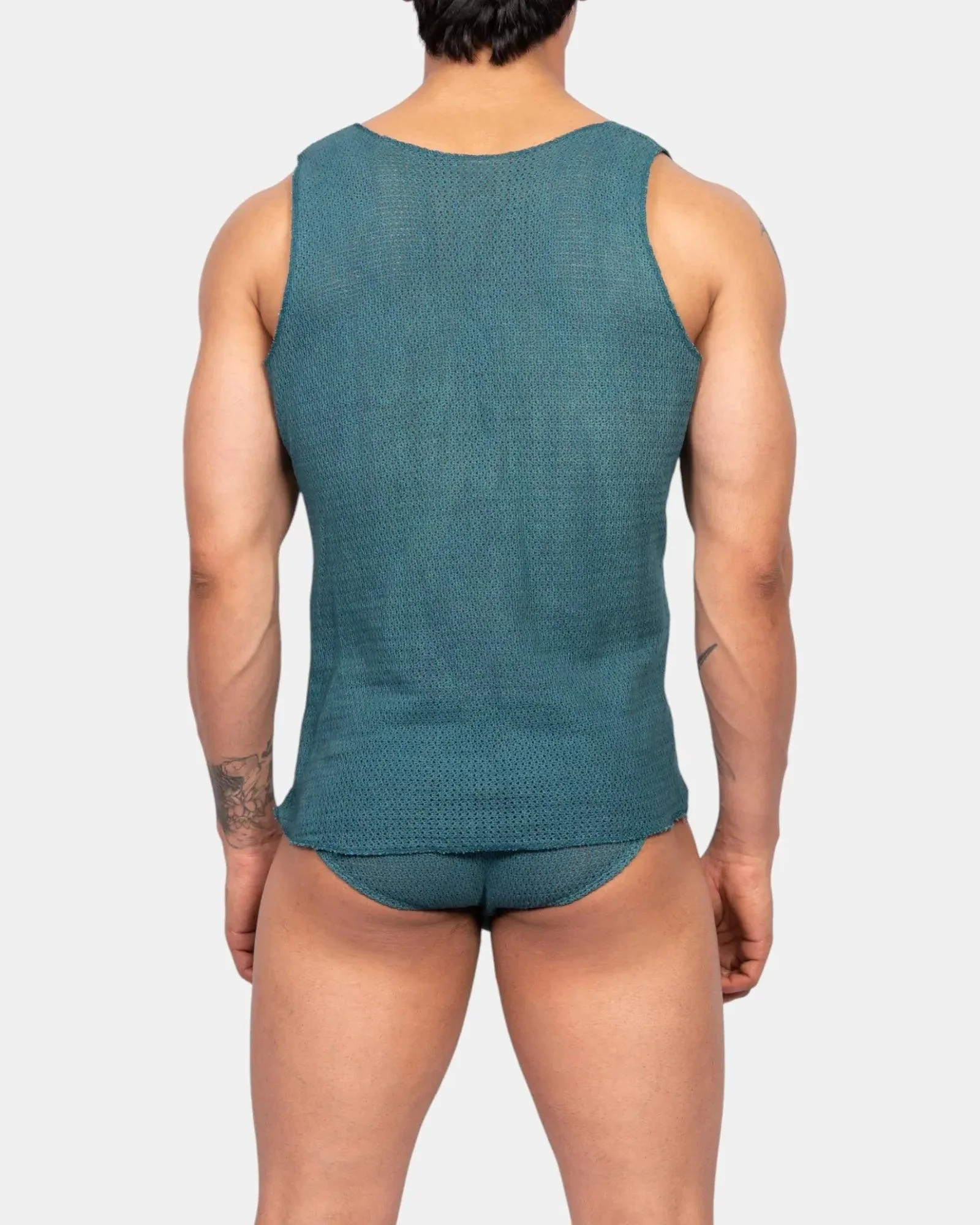 Knit Crochet Tank /Teal Green - Image 3