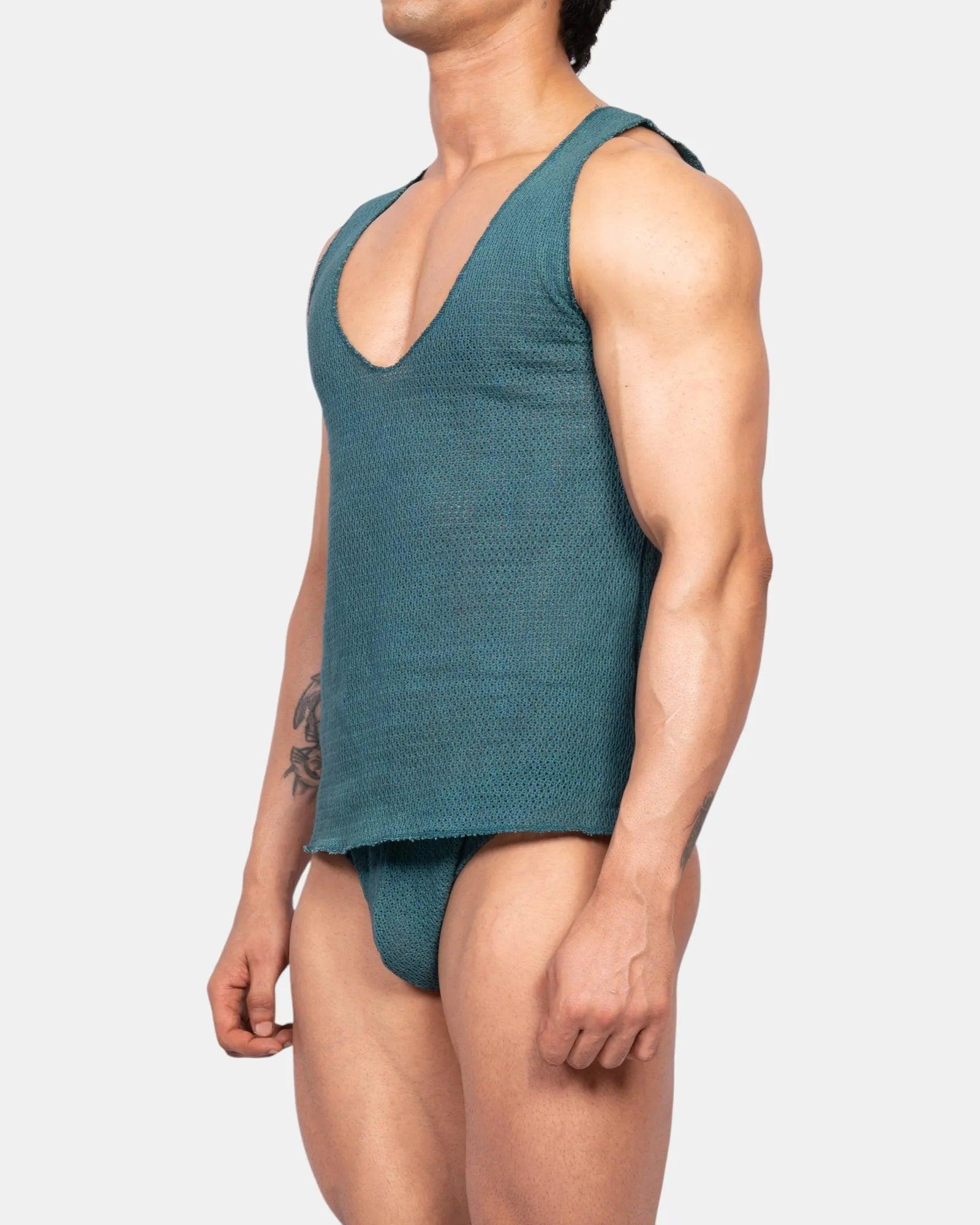 Knit Crochet Tank /Teal Green - Image 4