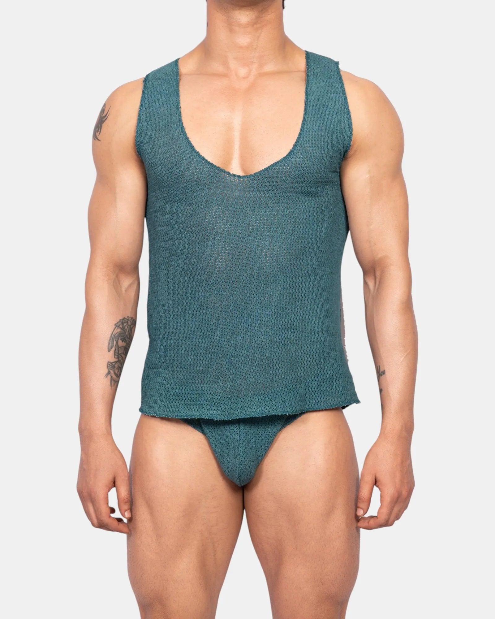 Knit Crochet Tank /Teal Green - Image 7