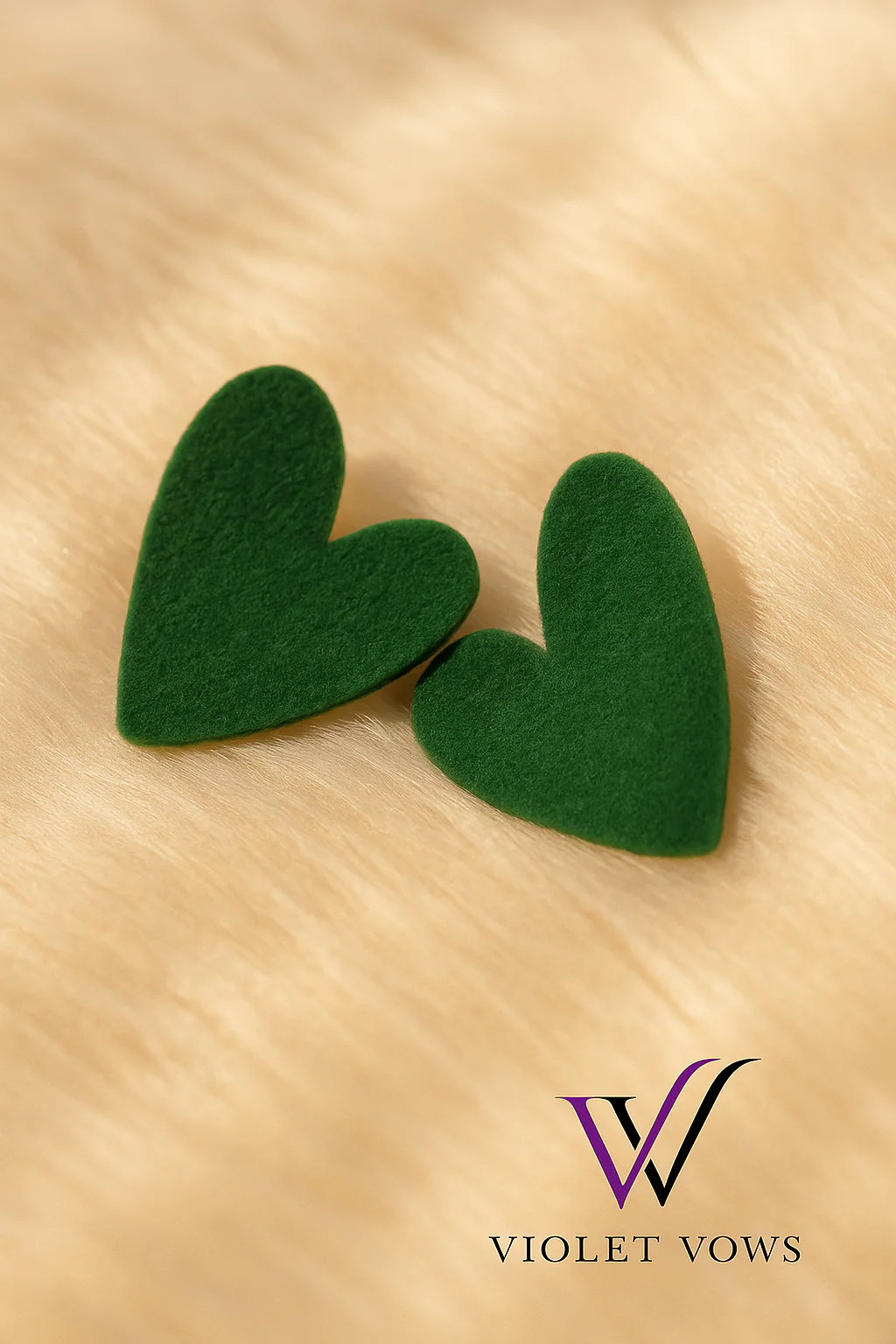 Korean Design Green Heart Earrings - Image 2