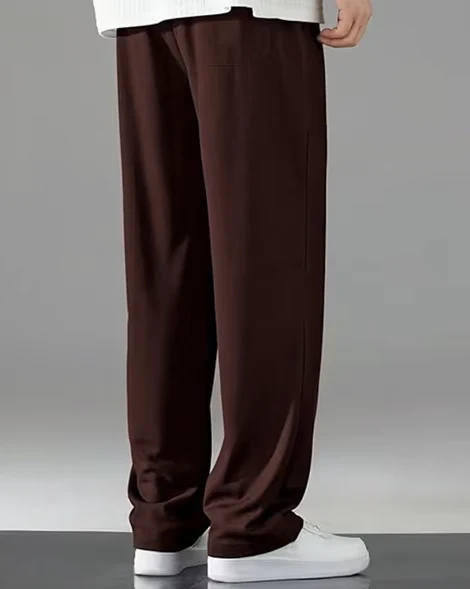 Korean fit Pleated Pant with Drawstring: Brown - Image 2