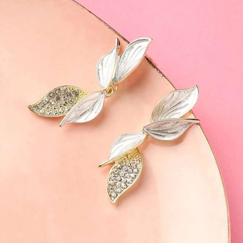 Korean Leaf Dangler Earring - Image 4