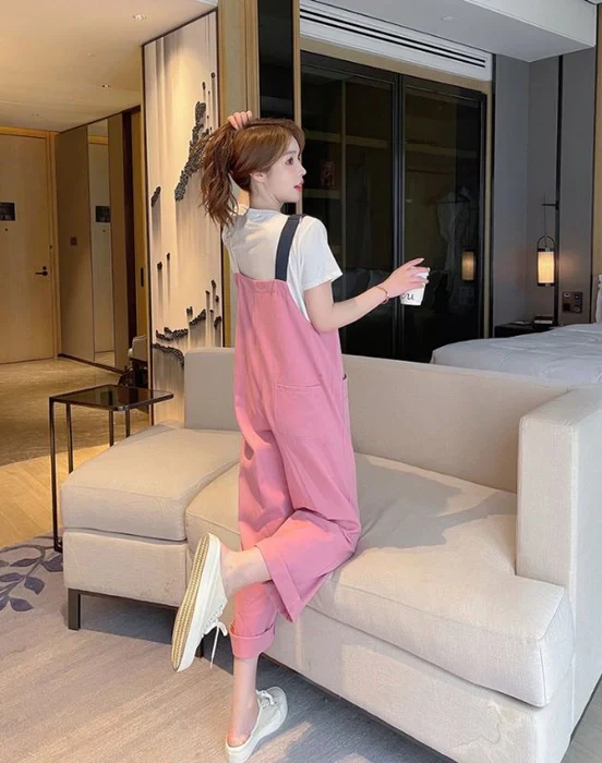 Korean Style Bib Jumpsuit Set - Image 3
