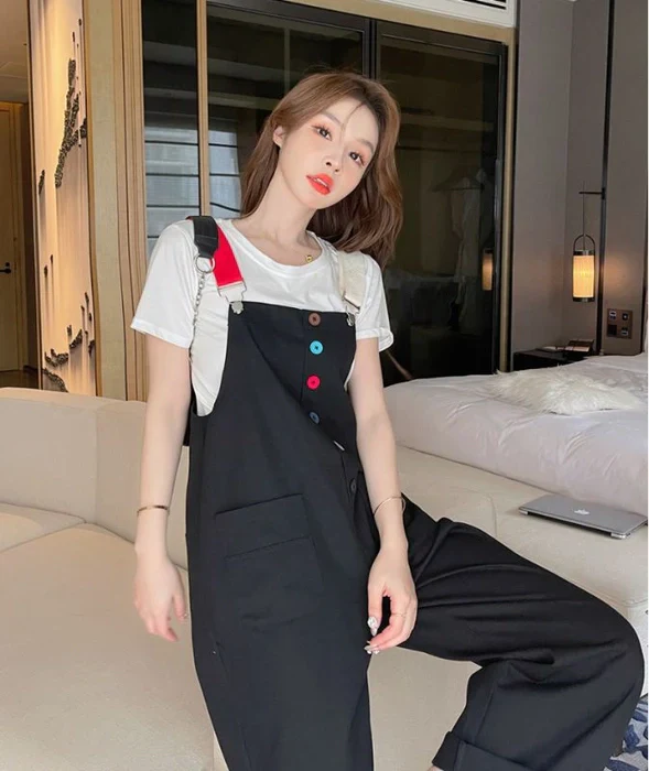 Korean Style Bib Jumpsuit Set - Image 6
