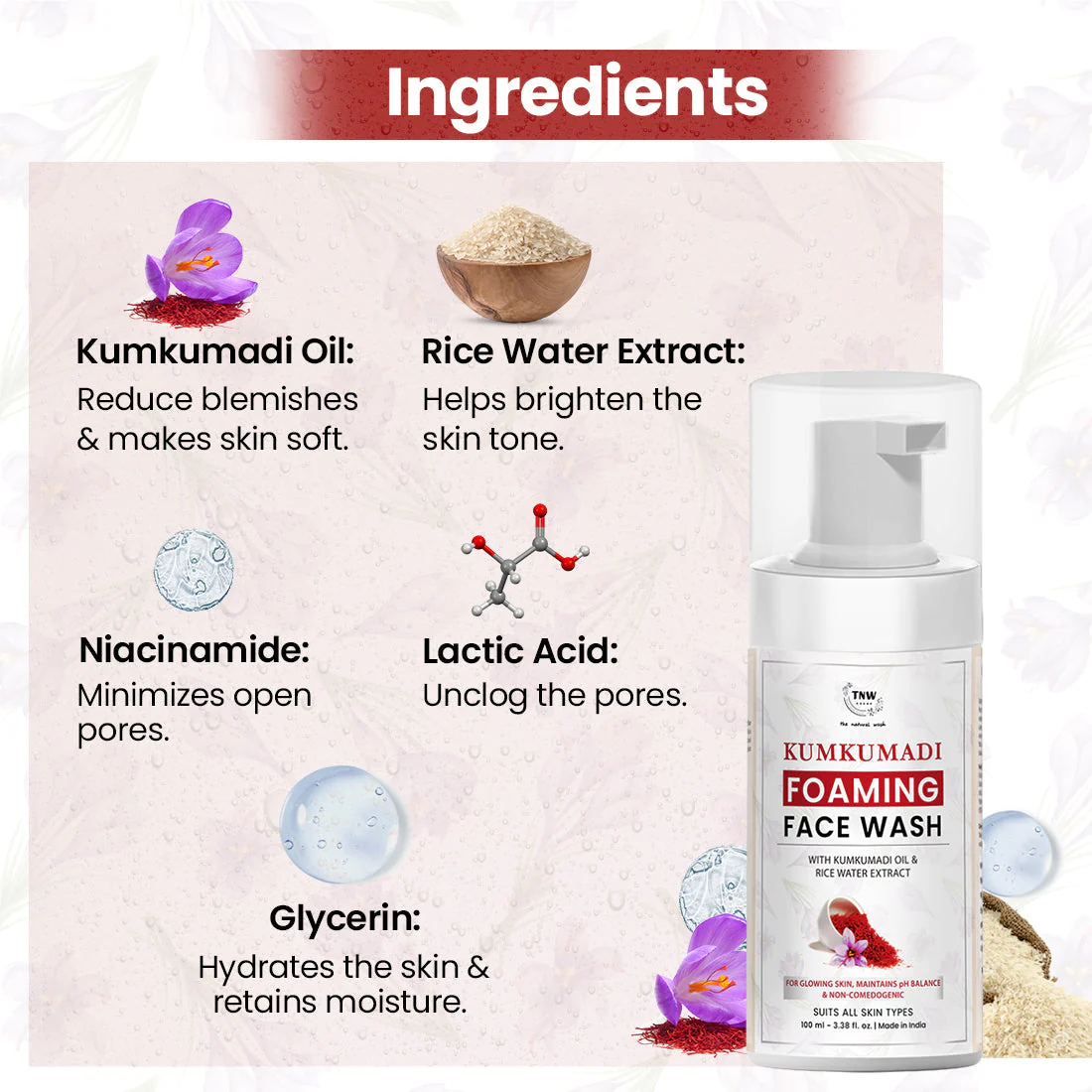 Kumkumadi Foaming Face Wash for Glowing Skin. - Image 2