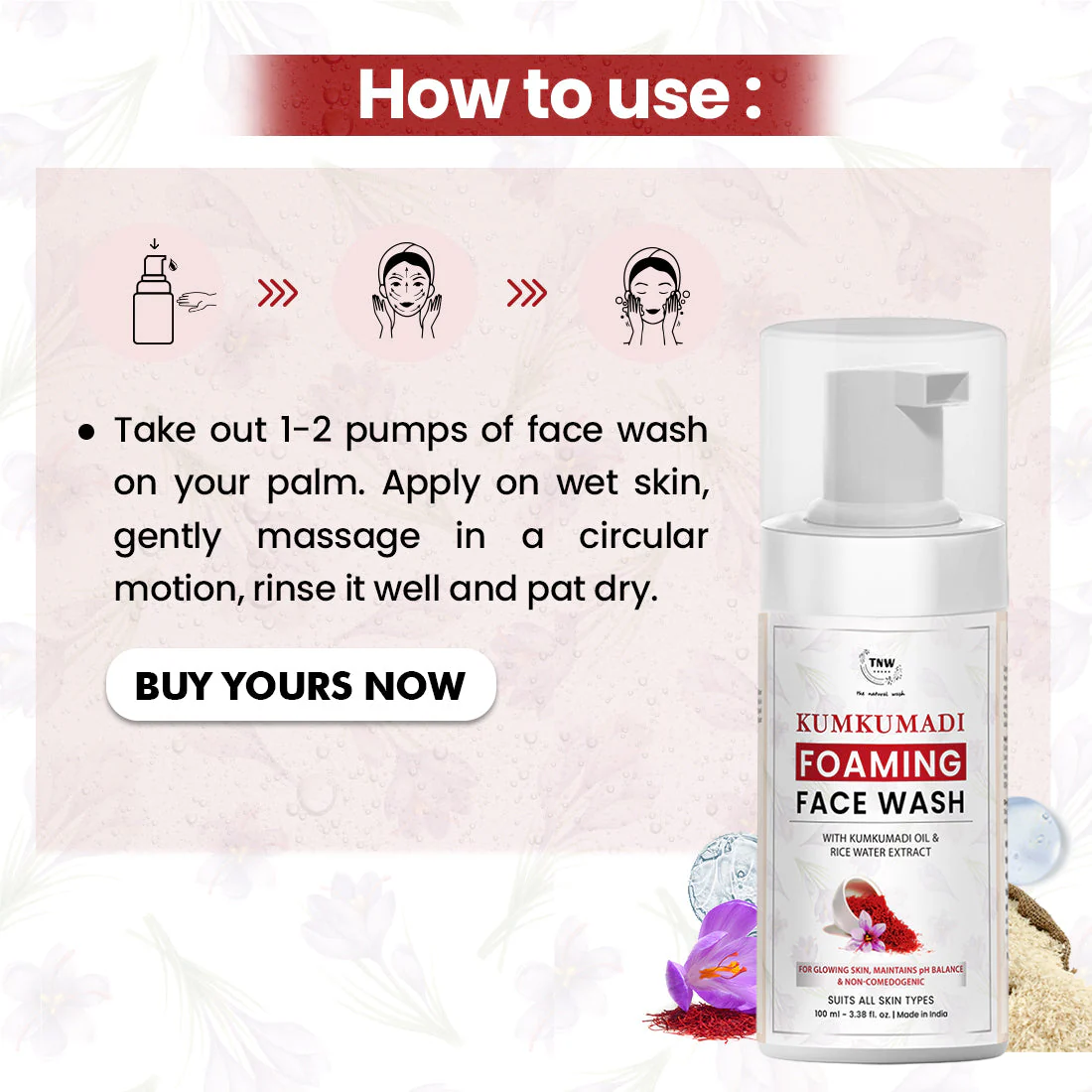 Kumkumadi Foaming Face Wash For Glowing Skin - Image 5