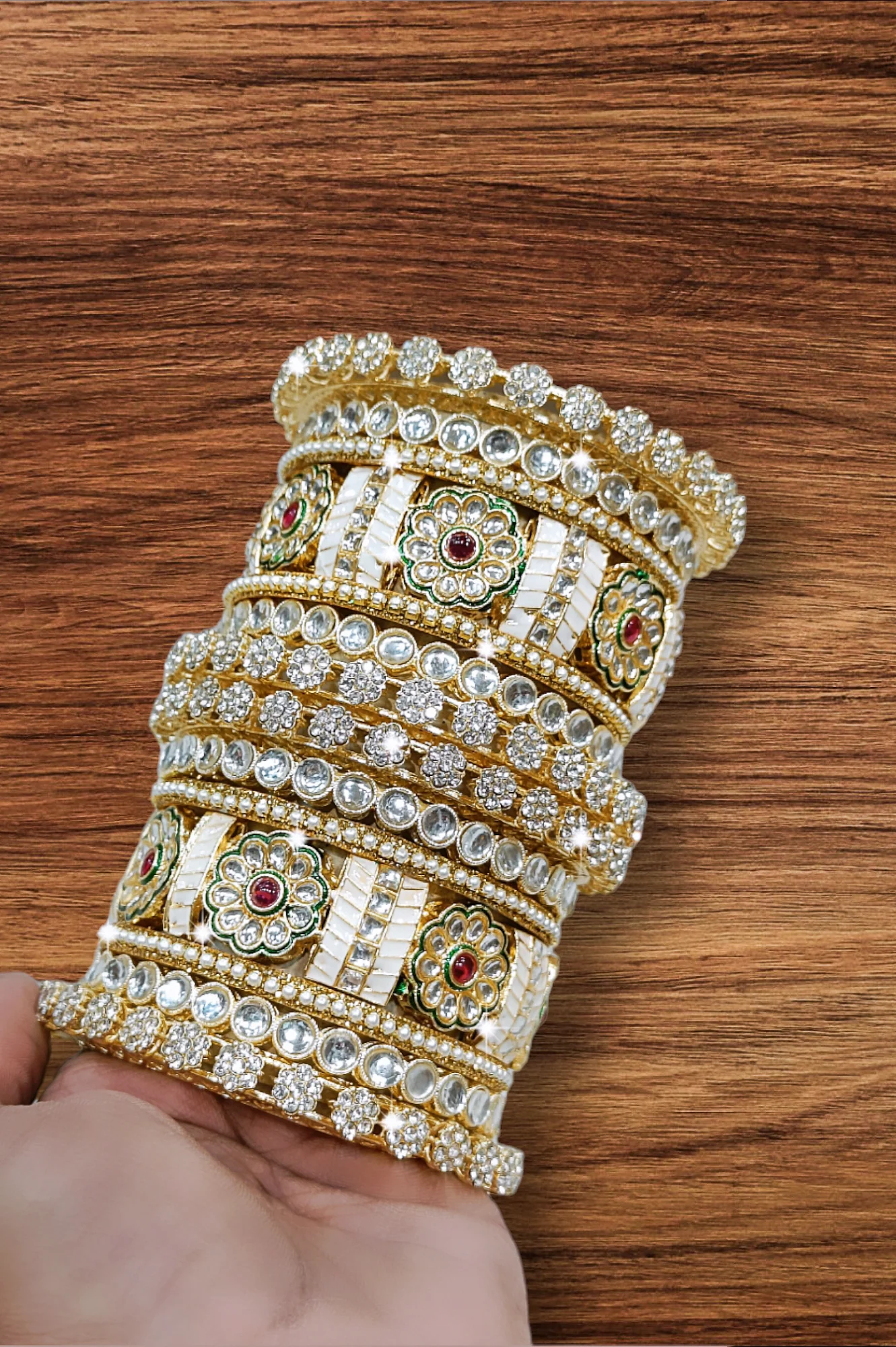 Kundan Meena bangles set - Image 3