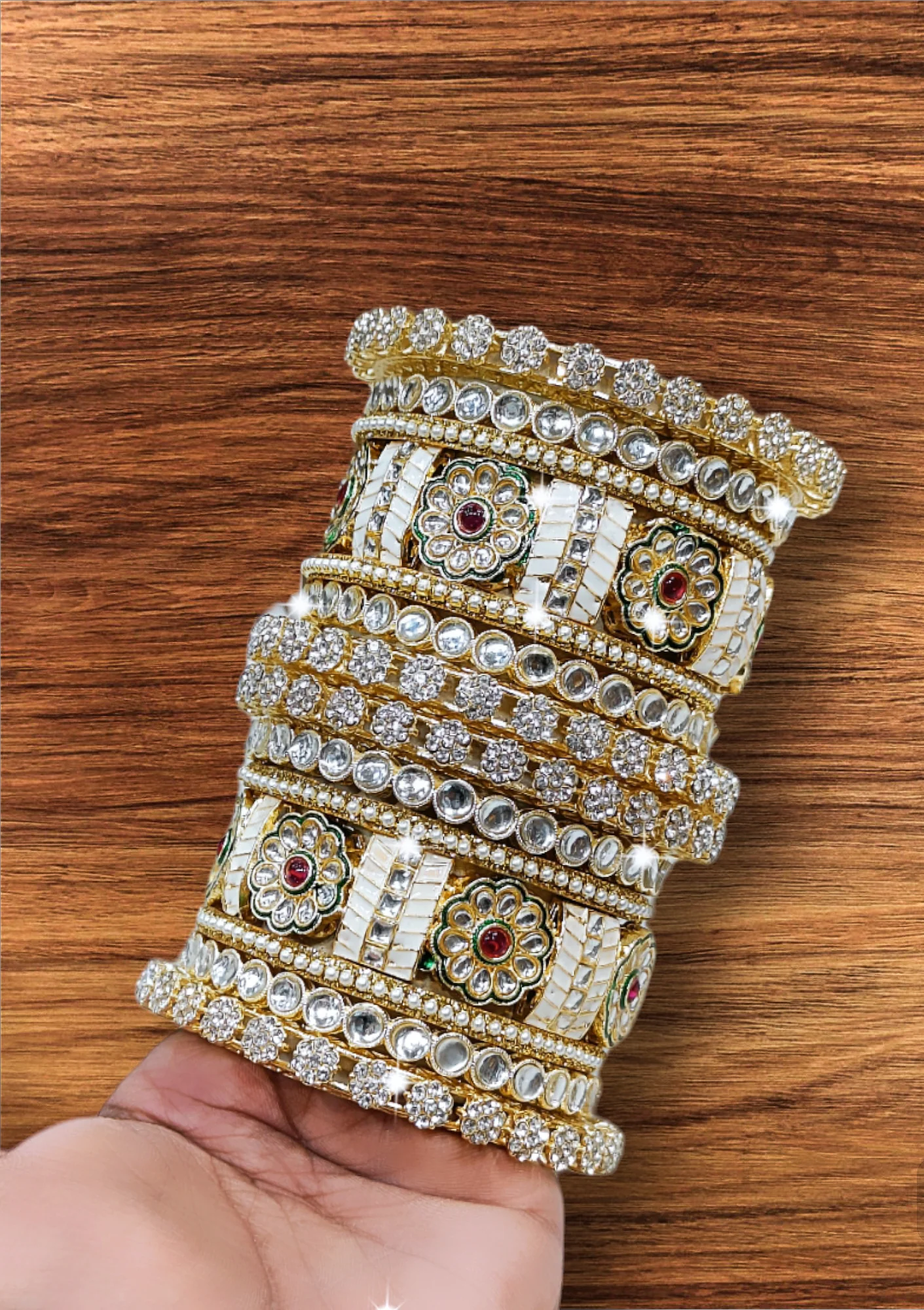 Kundan Meena bangles set - Image 2