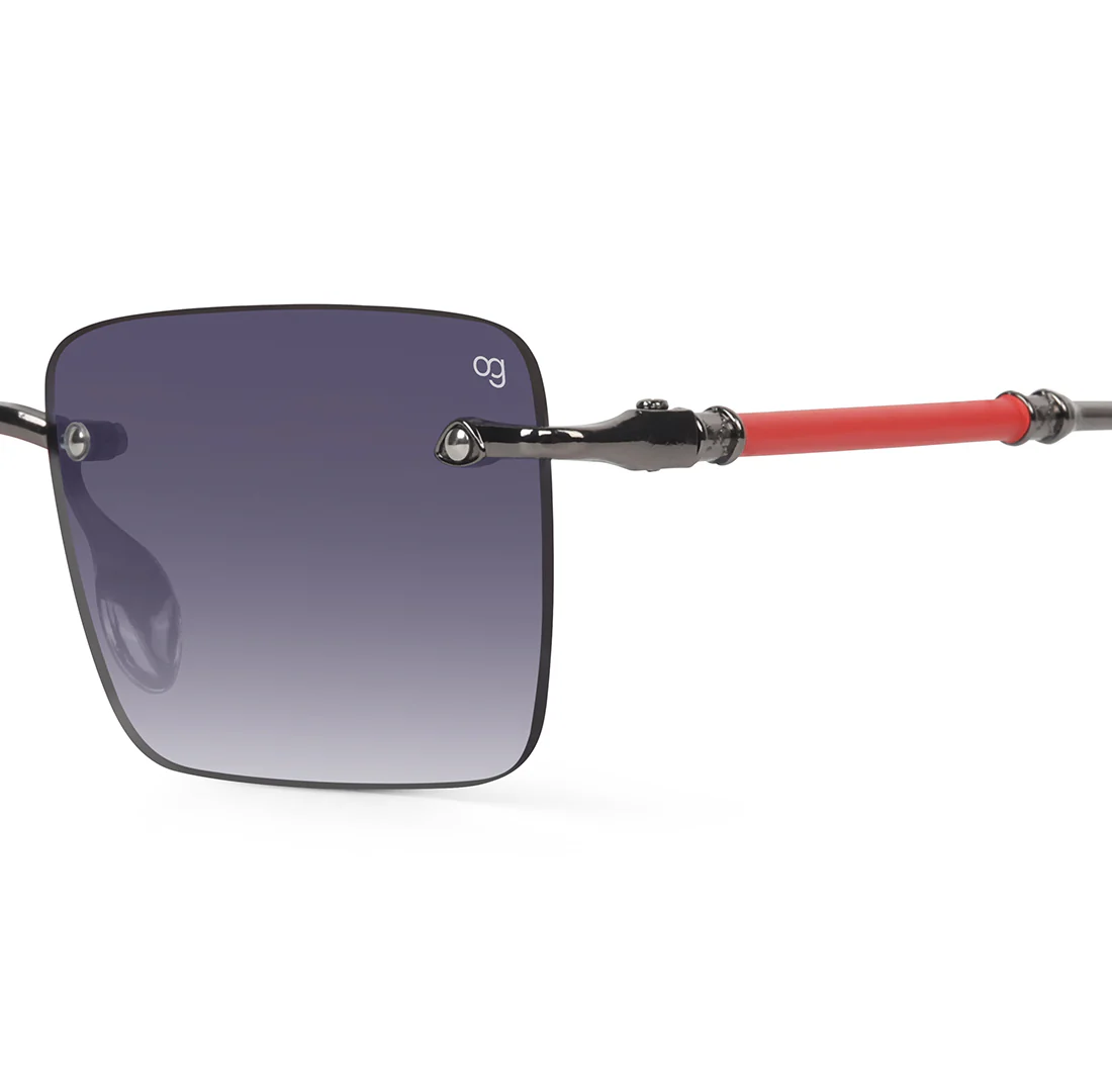 Kylro Rectangle Rimless Black Sunglasses - Image 2
