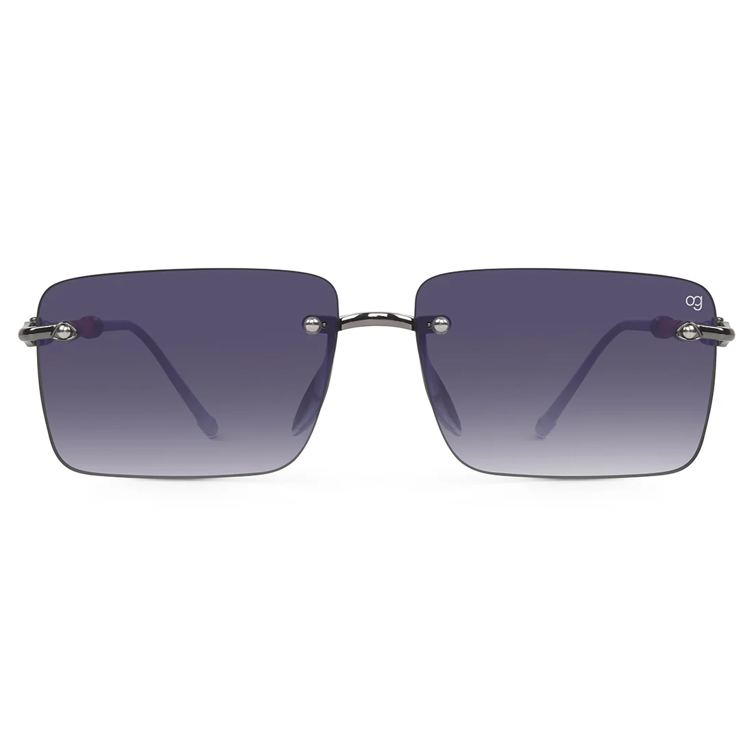 Kylro Rectangle Rimless Black Sunglasses - Image 3