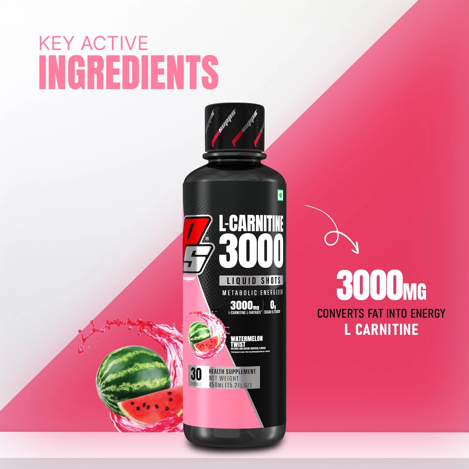 L Carnitine 3000 Liquid Shots | L Carnitine Pre Workout for Energy Boost | Energy Pre workout Supplement for Men and Women | Fat Burner and Weight Loss Drink | 450ml - Image 2