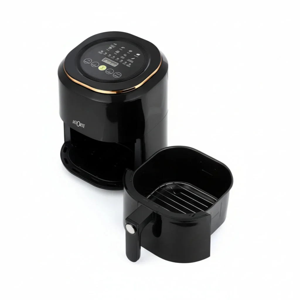 La’FORTE 1400W Digital Air Fryer – 6 Litre XL Capacity | Touch Control Panel | See-Through Window | Oil-Free Frying for Fries, Samosa, Chicken, Paneer & More | Smart Hot Air Circulation Technology | Black & Copper Finish - Image 3