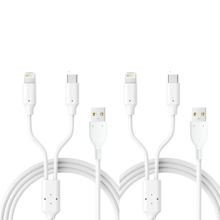 LA' FORTE 2 in 1 PVC Soft and Superior 1.3 m- (Compatible with Type C and Iphone ) White - Image 6