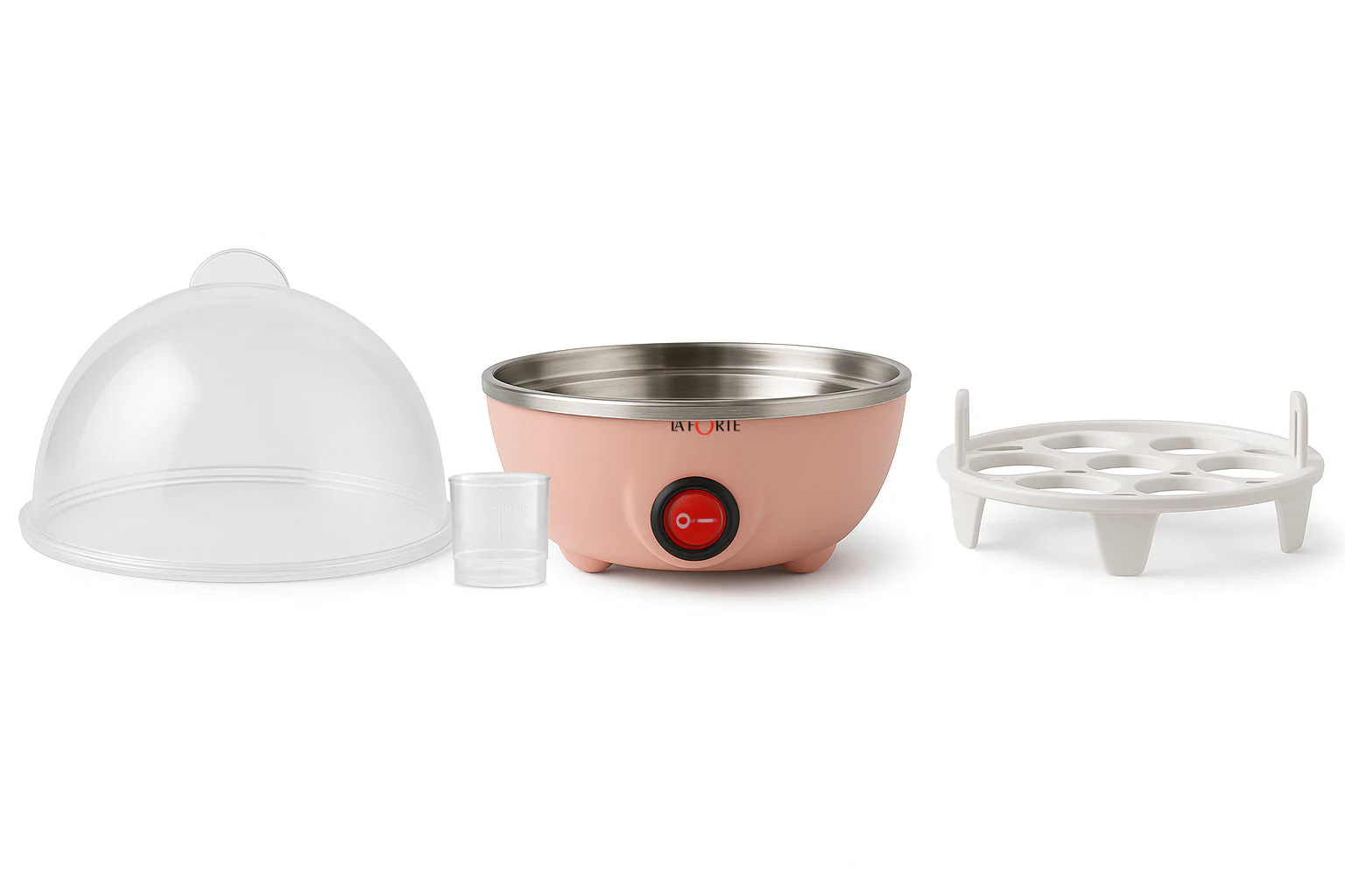 LA' FORTE 3-in-1 Electric Egg Boiler | Boil, Fry & Steam | 7 Egg Capacity | Peach Color | 350W | Auto Cut-Off | Compact Cooker for Kitchen, Travel & Hostel Use - Image 2