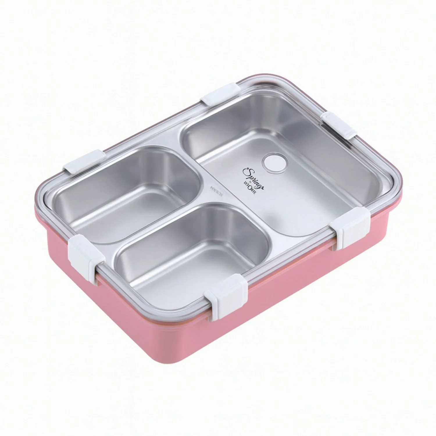 LA’ FORTE 304 Steel Bento Box (900 ml) | 3 Sections | Leak-Proof | Hygienic, Rust-Free | Microwave-Friendly Tiffin for Kids & Adults - Image 4