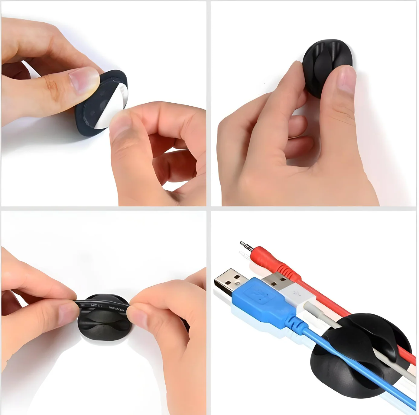 LA' FORTE Cable Clips Cord Organizer Holder System with Multipurpose Silicone Adhesive Hooks (Set of 10 Pieces) - Pack of 2 Pcs - Image 6