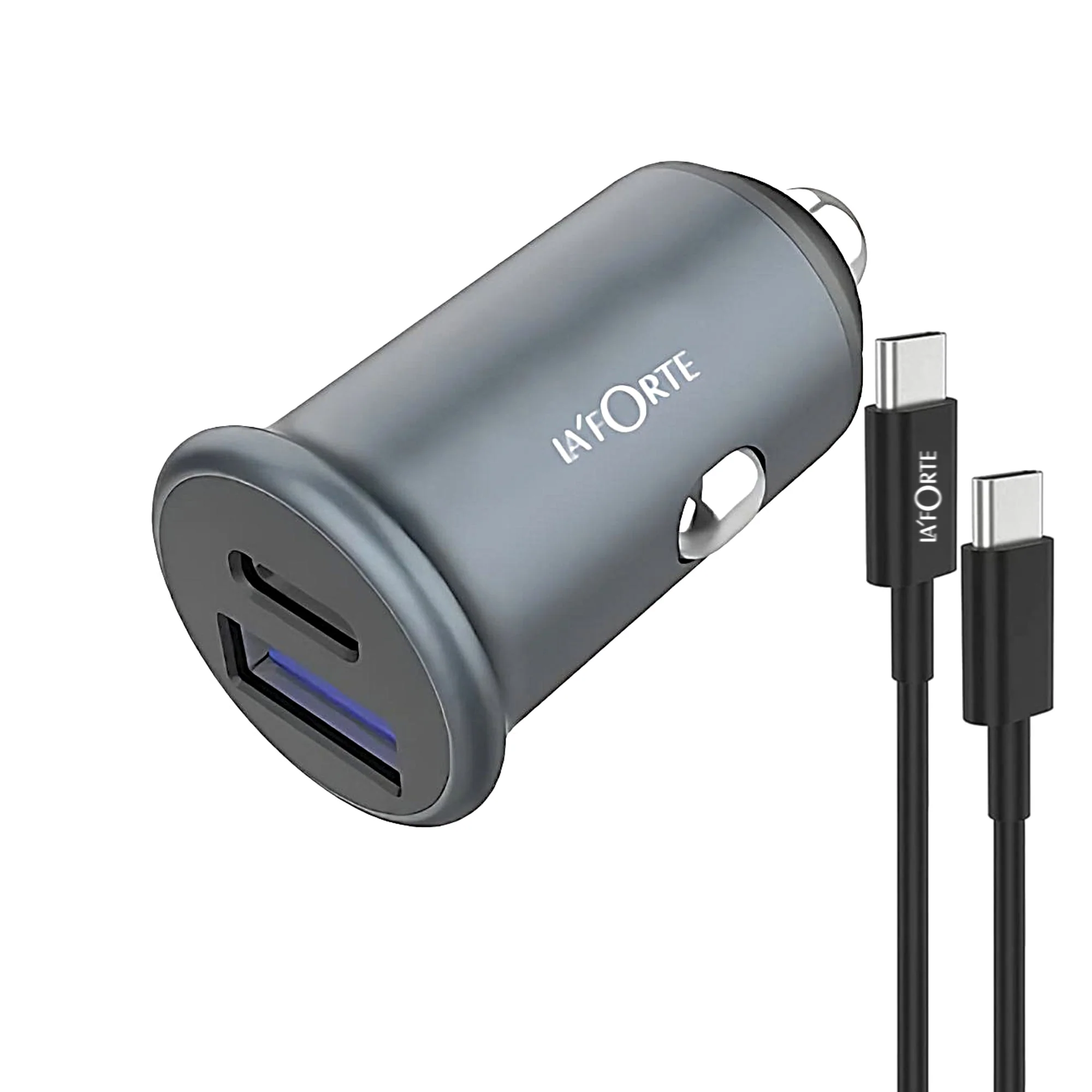 LA' FORTE Compact Mini Metal Dual Port Ultra Fast Car Charger, QCPD (QC- 3.0 & PD - 30 W) - Image 10