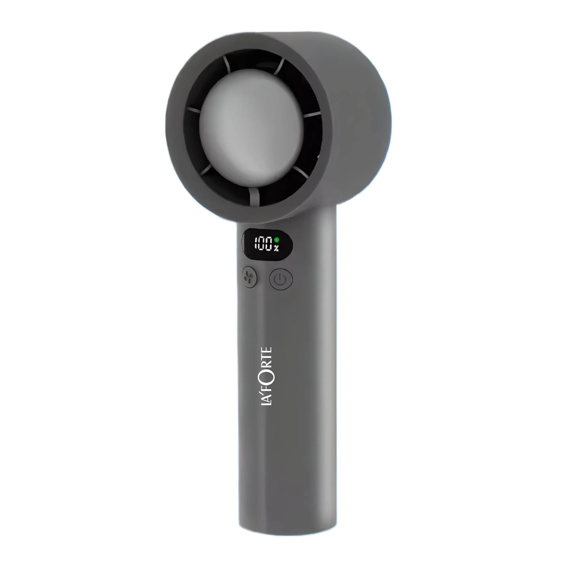 LA' FORTE Fairy Flow Mini Fan | 100 Speed Levels | Digital Display | USB-C Rechargeable | Portable & Compact | Gray - Image 2