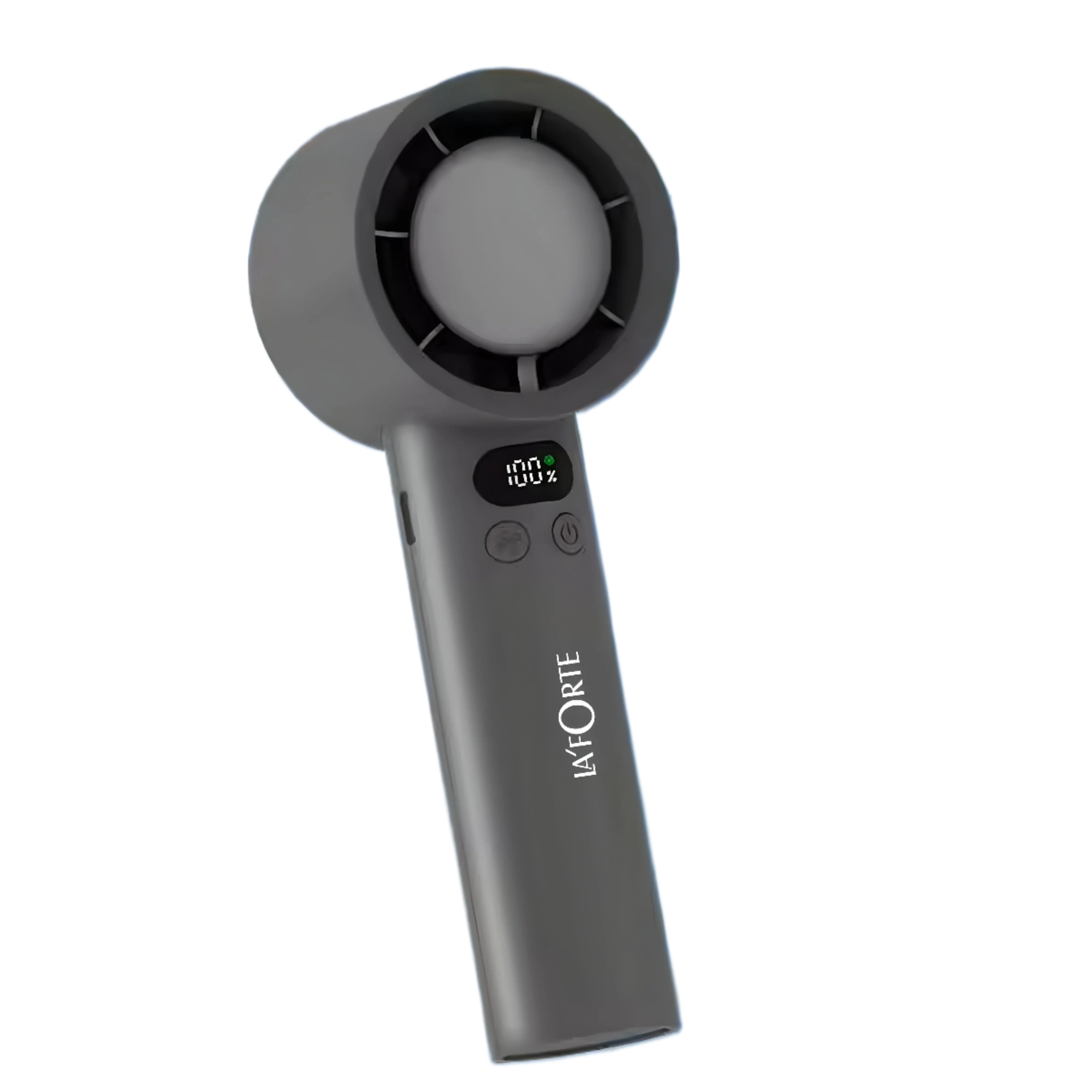 LA' FORTE Fairy Flow Mini Fan | 100 Speed Levels | Digital Display | USB-C Rechargeable | Portable & Compact | Gray - Image 4