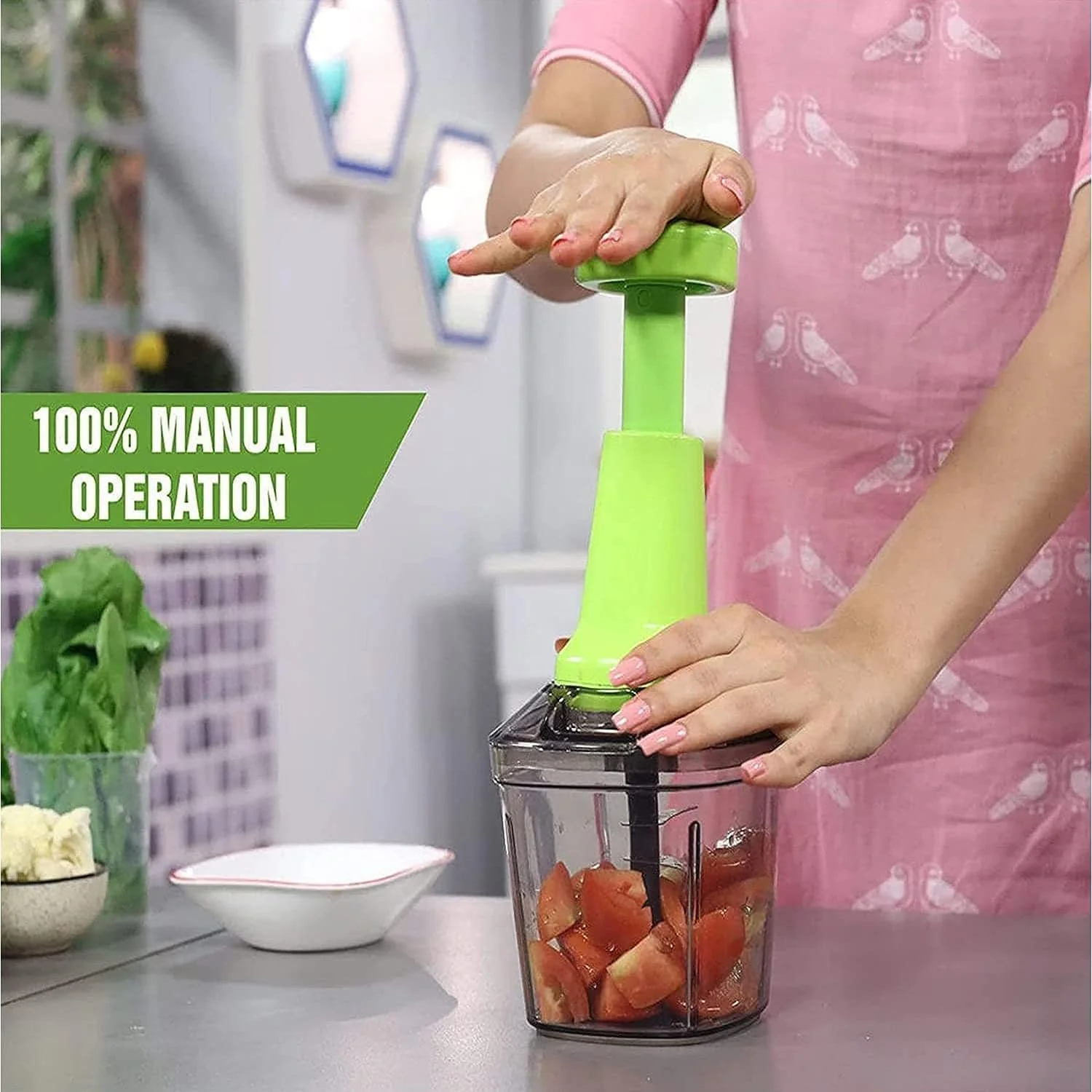 LA' FORTE Hand Push Chopper with Stainless Steel Blades 800 Ml (Random Color Supply) Jumbo_Spl - Image 4