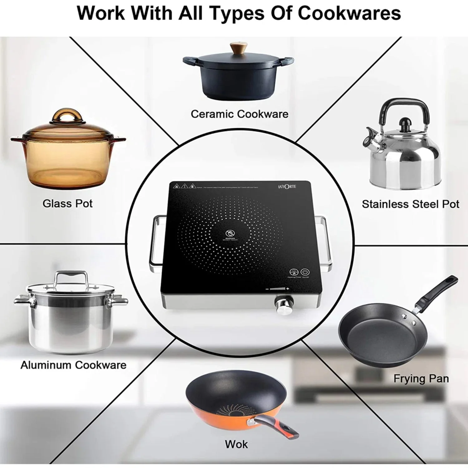 LA’ FORTE Infrared Electric Cooktop 2200W – The Only Cooktop That Can Make Roti, BBQ Tikka & Tea | Better Than Induction, Cleaner Than Gas | - Image 3
