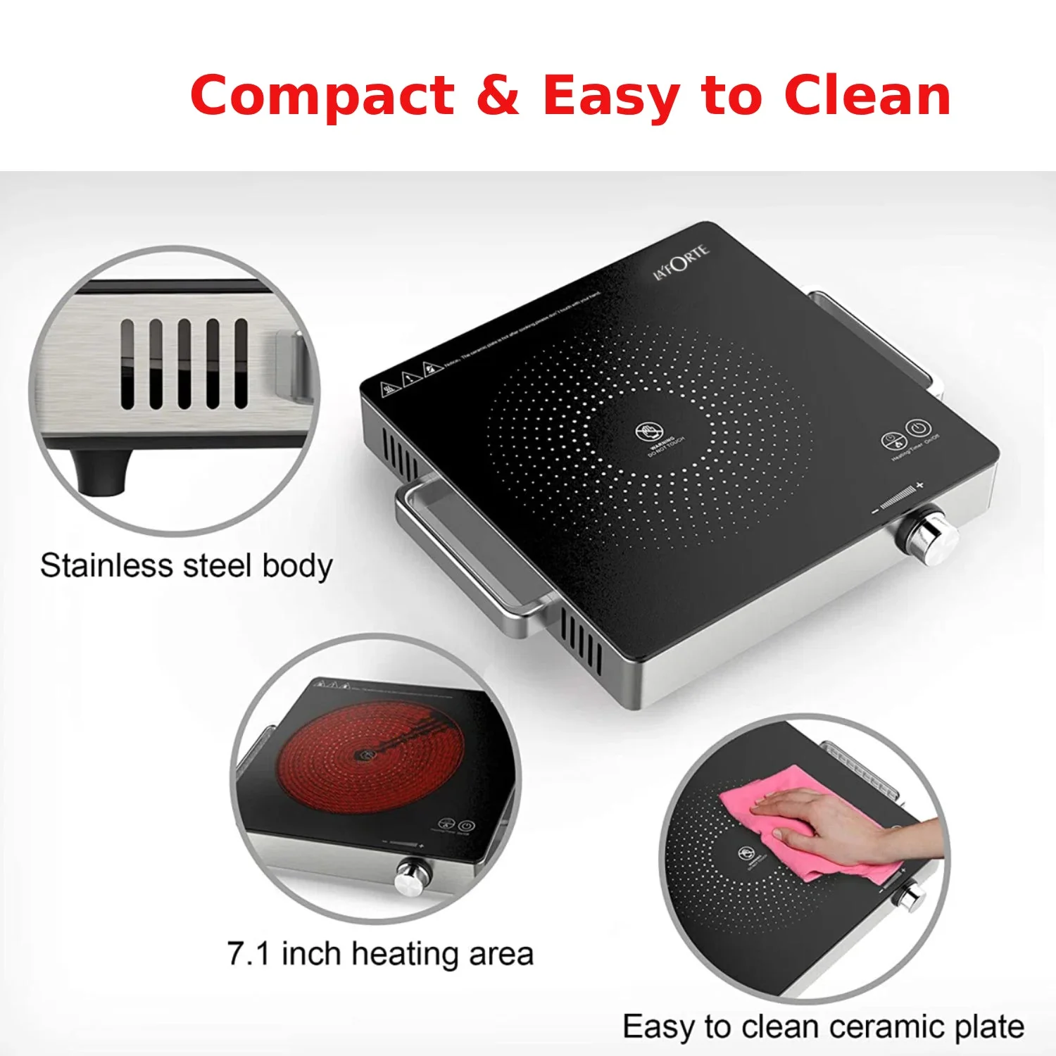 LA’ FORTE Infrared Electric Cooktop 2200W – The Only Cooktop That Can Make Roti, BBQ Tikka & Tea | Better Than Induction, Cleaner Than Gas | - Image 5