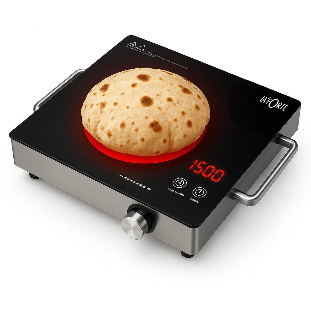 LA’ FORTE Infrared Electric Cooktop 2200W – The Only Cooktop That Can Make Roti, BBQ Tikka & Tea | Better Than Induction, Cleaner Than Gas | - Image 6