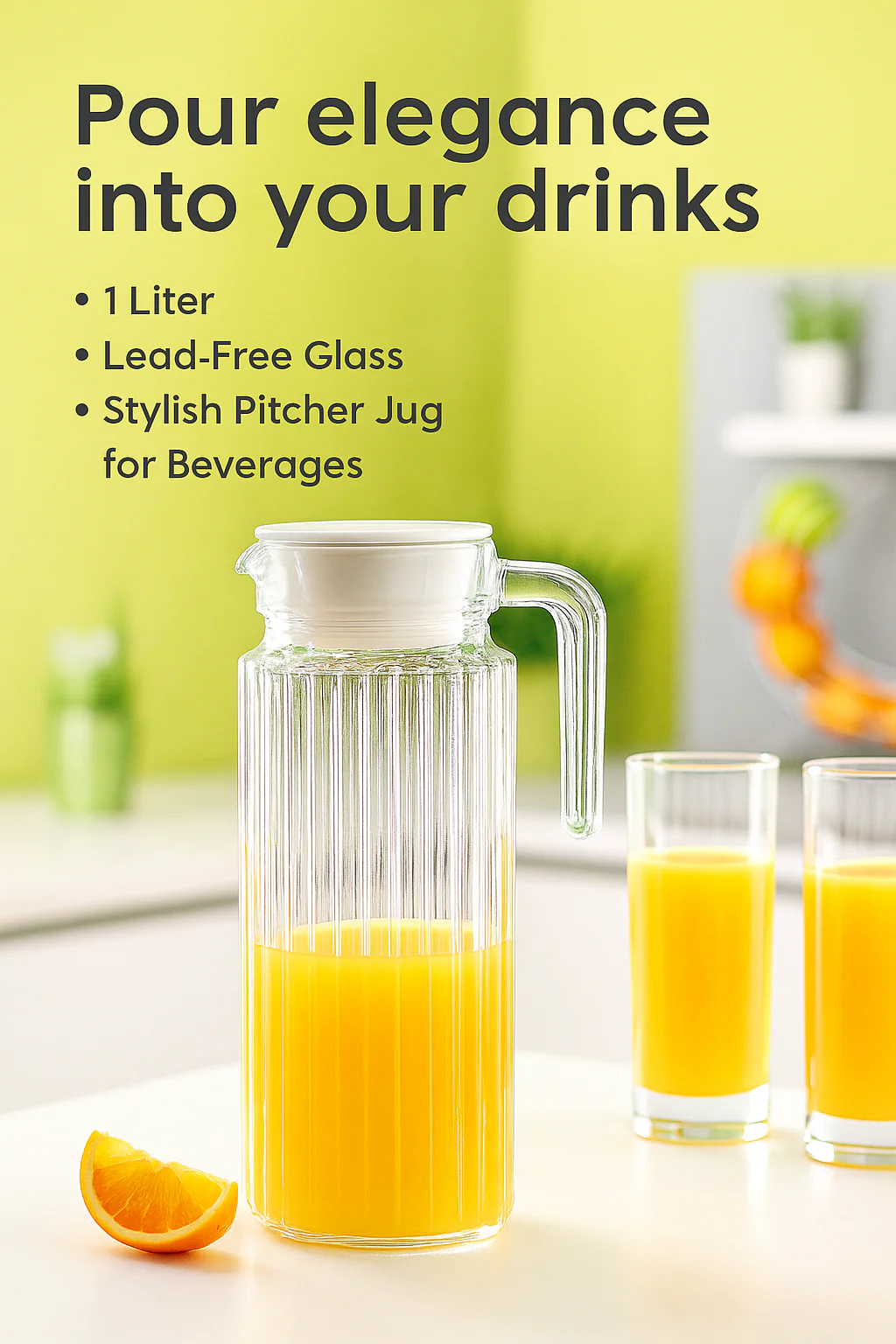 LA’ FORTE Premium Glass Water Jug with Lid | Lead-Free Borosilicate Glass Pitcher for Hot & Cold Beverages | Available in 3 Elegant Designs (1 L / 1.3 L) - Image 17