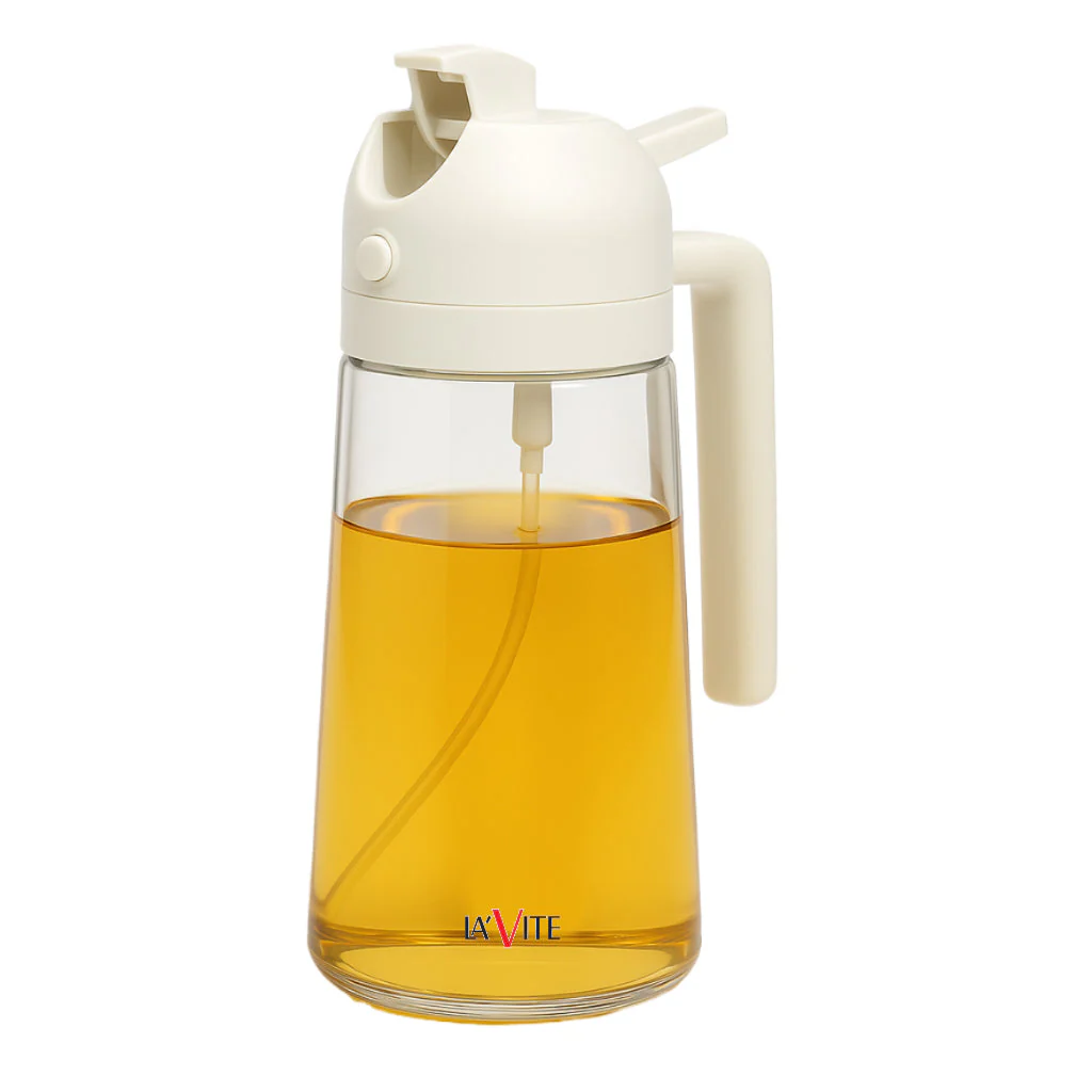LA' VITE 2-in-1 Oil Dispenser Bottle – Glass Olive Oil Sprayer & Pourer with Flip-Top Lid - Image 4