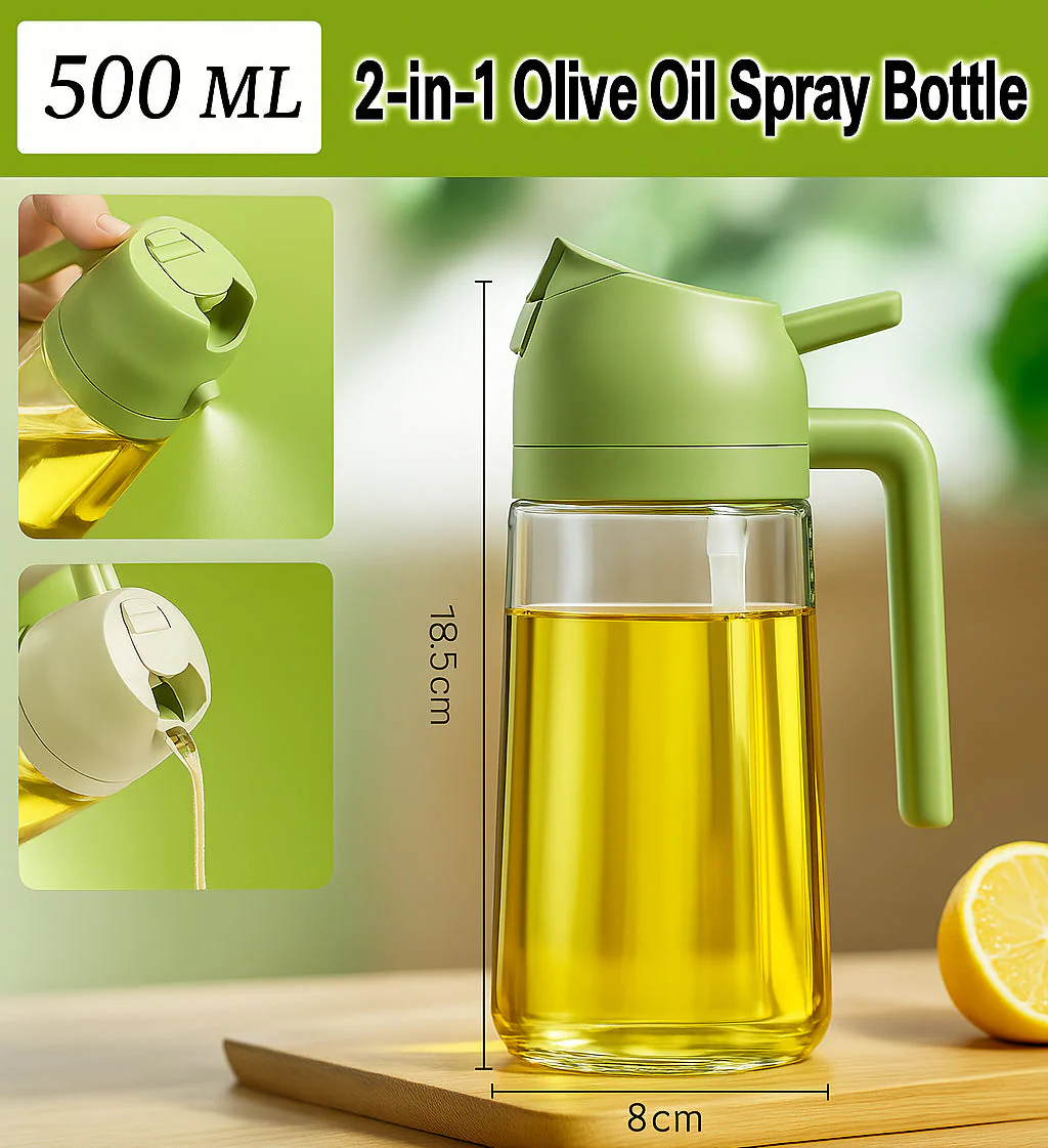 LA' VITE 2-in-1 Oil Dispenser Bottle – Glass Olive Oil Sprayer & Pourer with Flip-Top Lid - Image 6