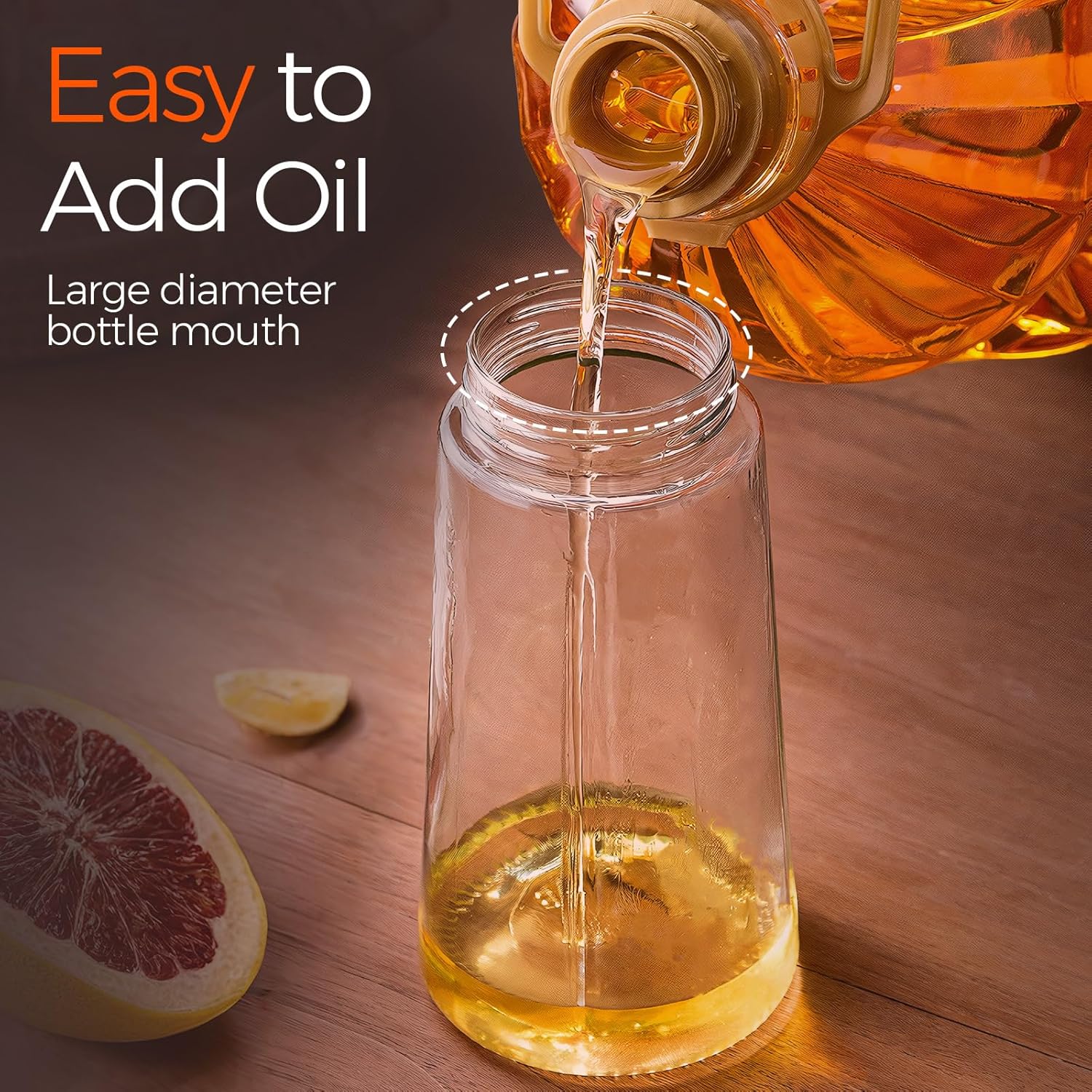 LA' VITE 2-in-1 Oil Dispenser Bottle – Glass Olive Oil Sprayer & Pourer with Flip-Top Lid - Image 7