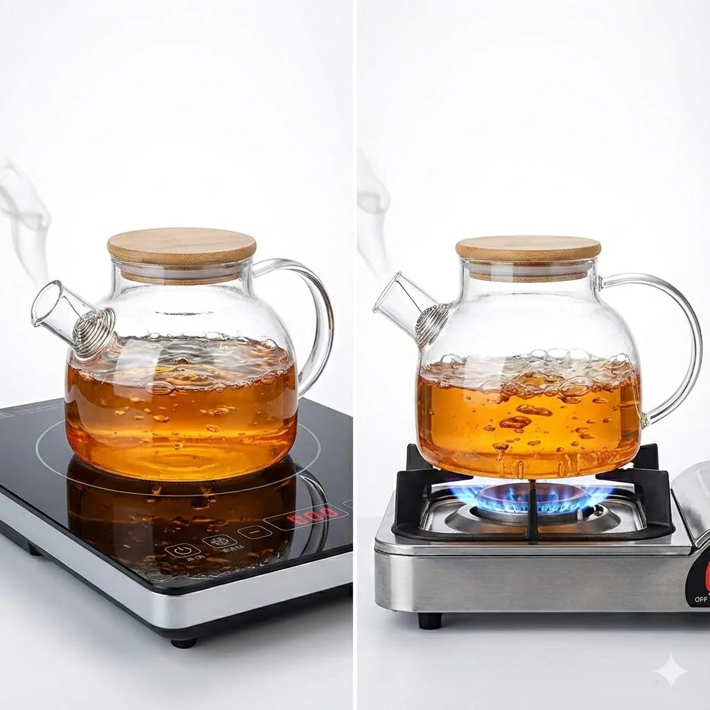 LA’ VITE Borosilicate Glass Teapot- Wooden Lid// 1000 ml - Image 3