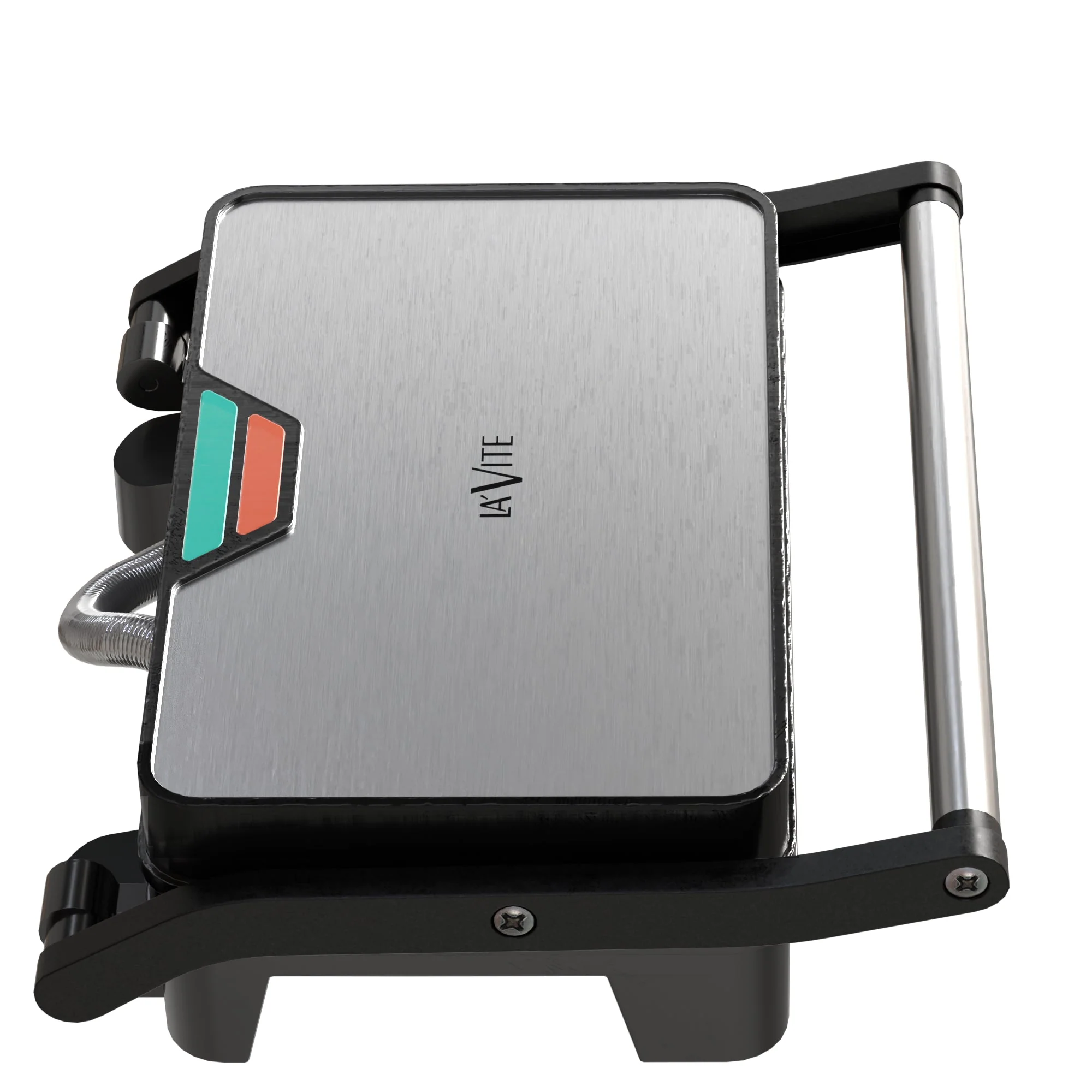 LA' VITE Heavy Duty Panini Grill Sandwich 850W Grill (Silver, Black) - Image 2