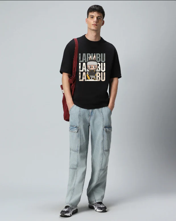 Labubu: Black Oversized T-shirt - Image 2