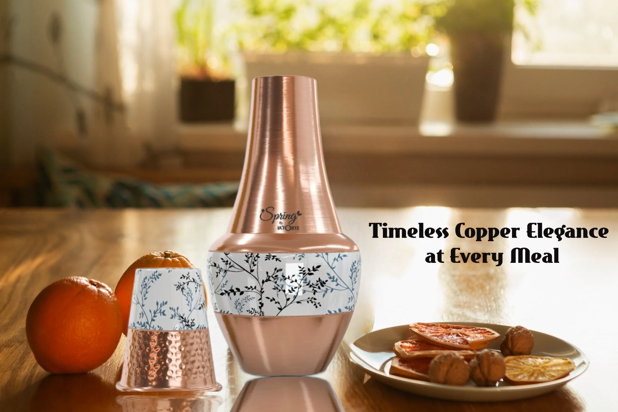 LA'FORTE Copper Bottle Venus Jar 1400 ml (Black Leaf) - Image 5