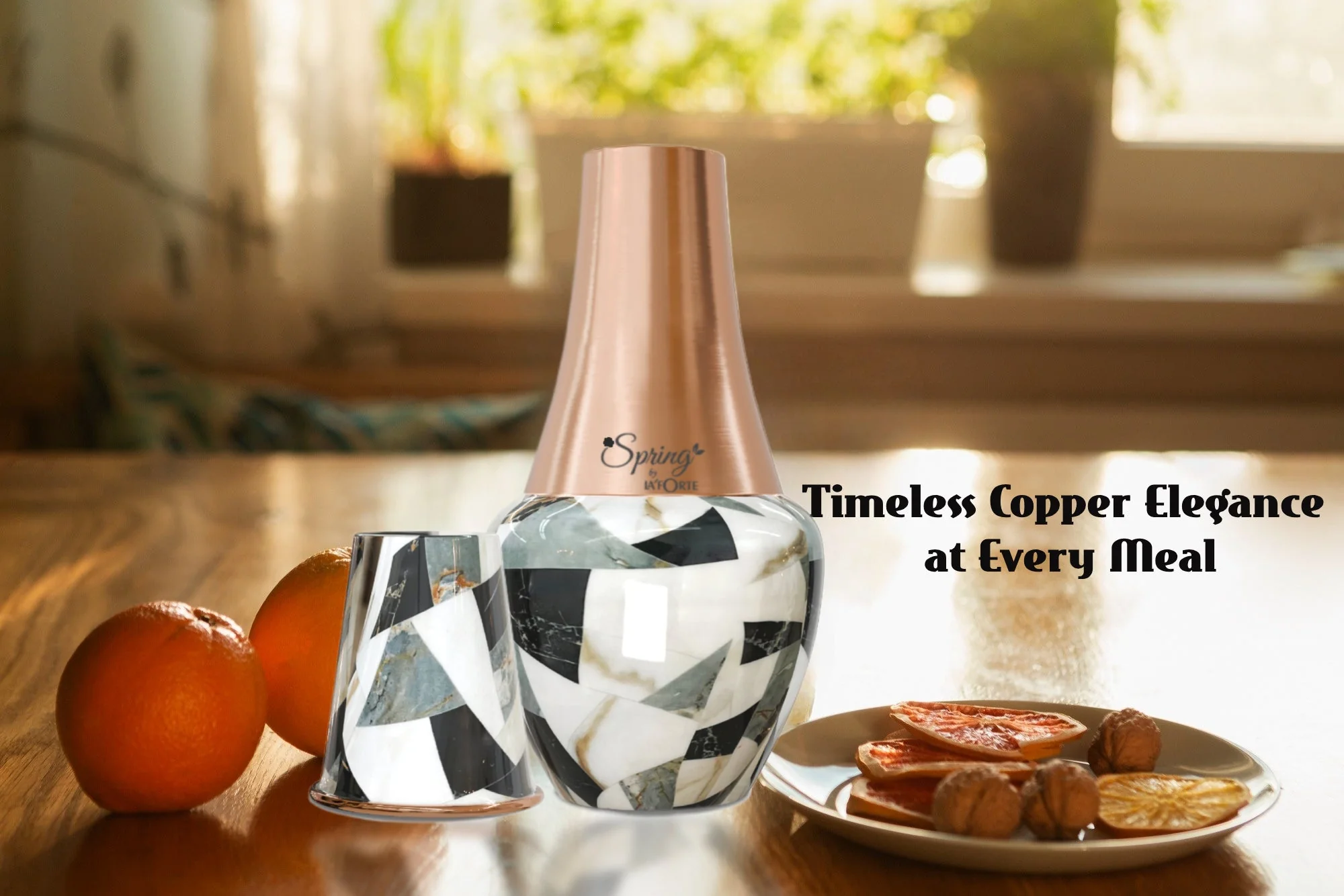LA'FORTE Copper Bottle Venus Jar 1400 ml (Marble) - Image 5