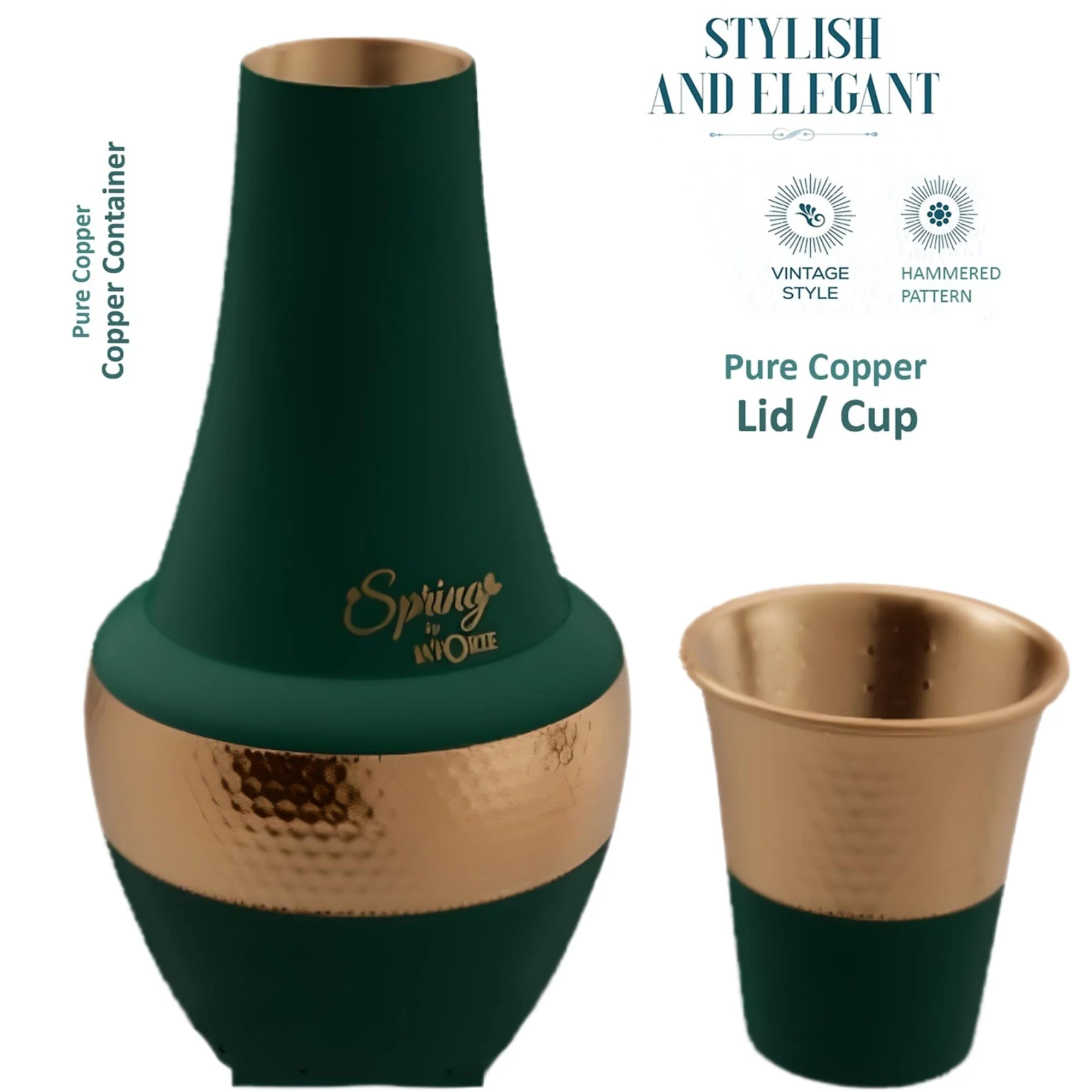 LA'FORTE Copper Bottle Venus Jar 1400 ml (Sea Green) - Image 4