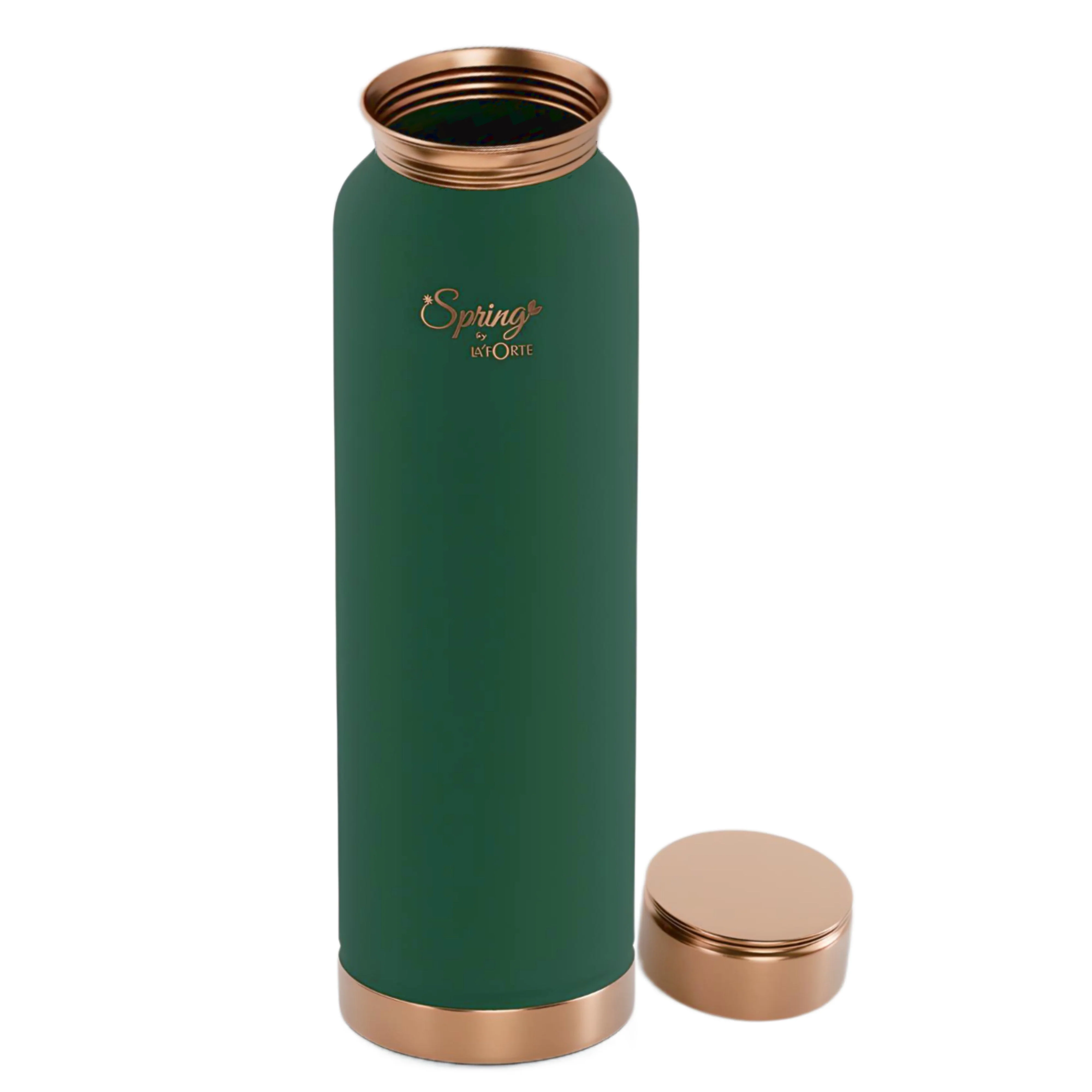 LA'FORTE Copper Water Bottle, Pure, 1000 ml Sea Green - Image 2