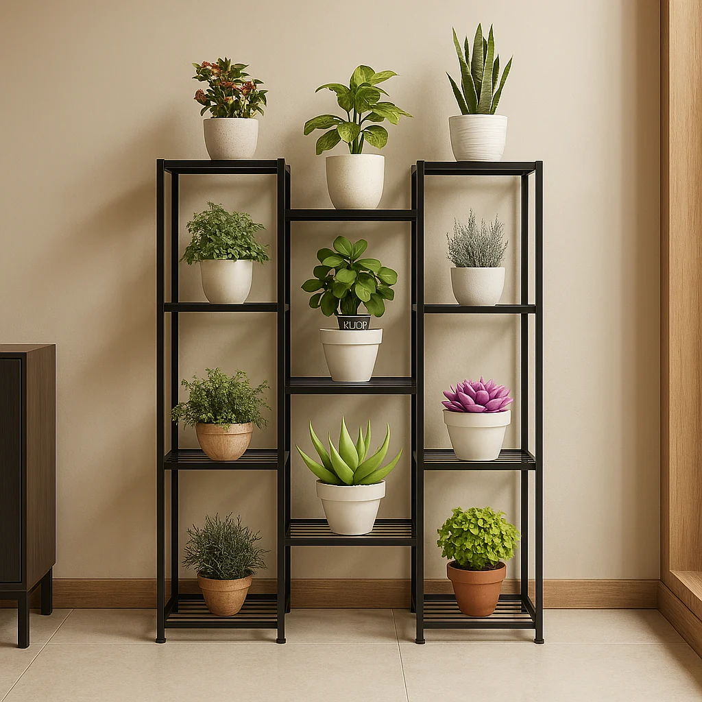 Large Multi-Tier Metal Plant Stand – Modern Ladder Shelves