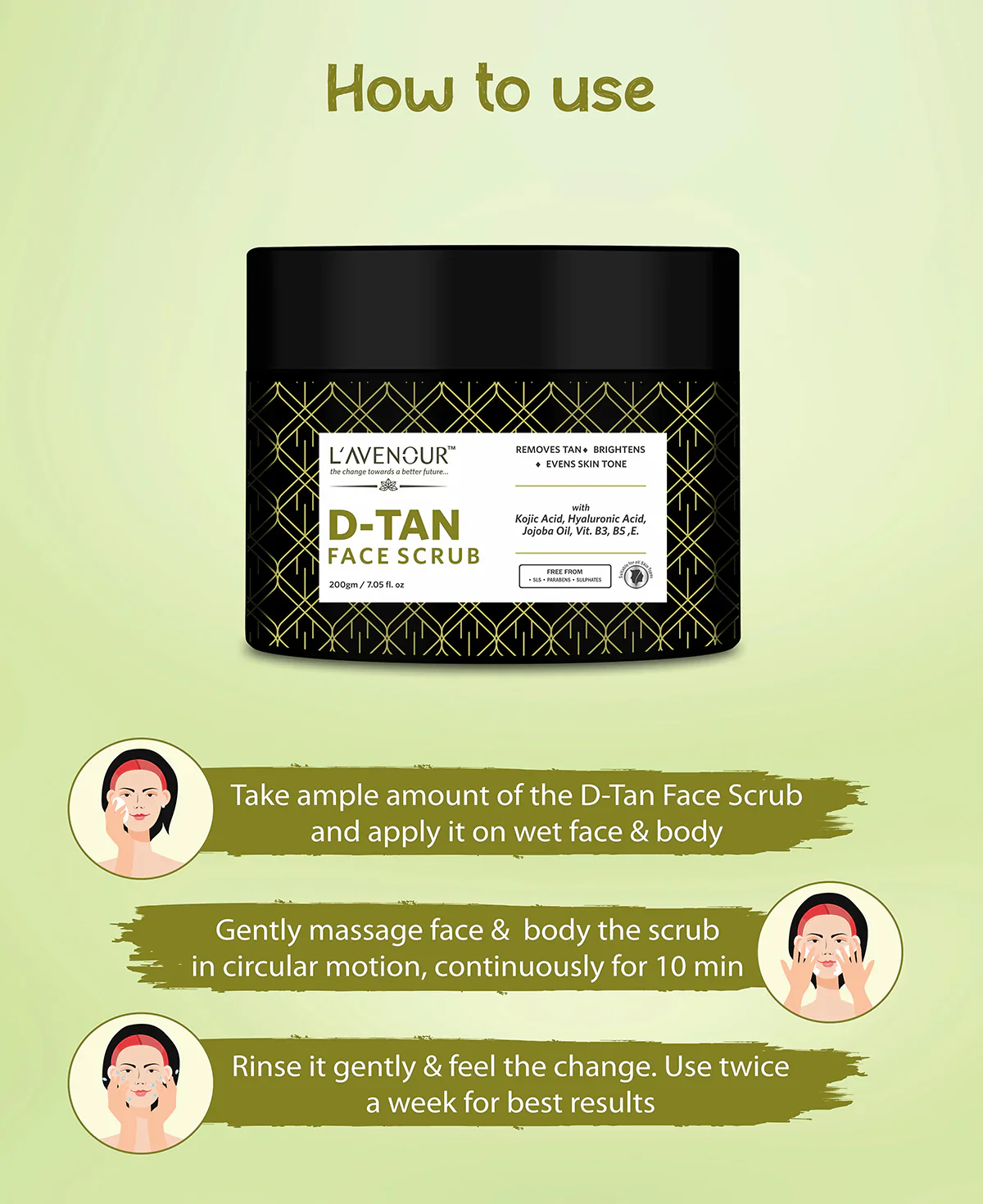 L'avenour D-Tan Face Scrub - 200gm - Image 6