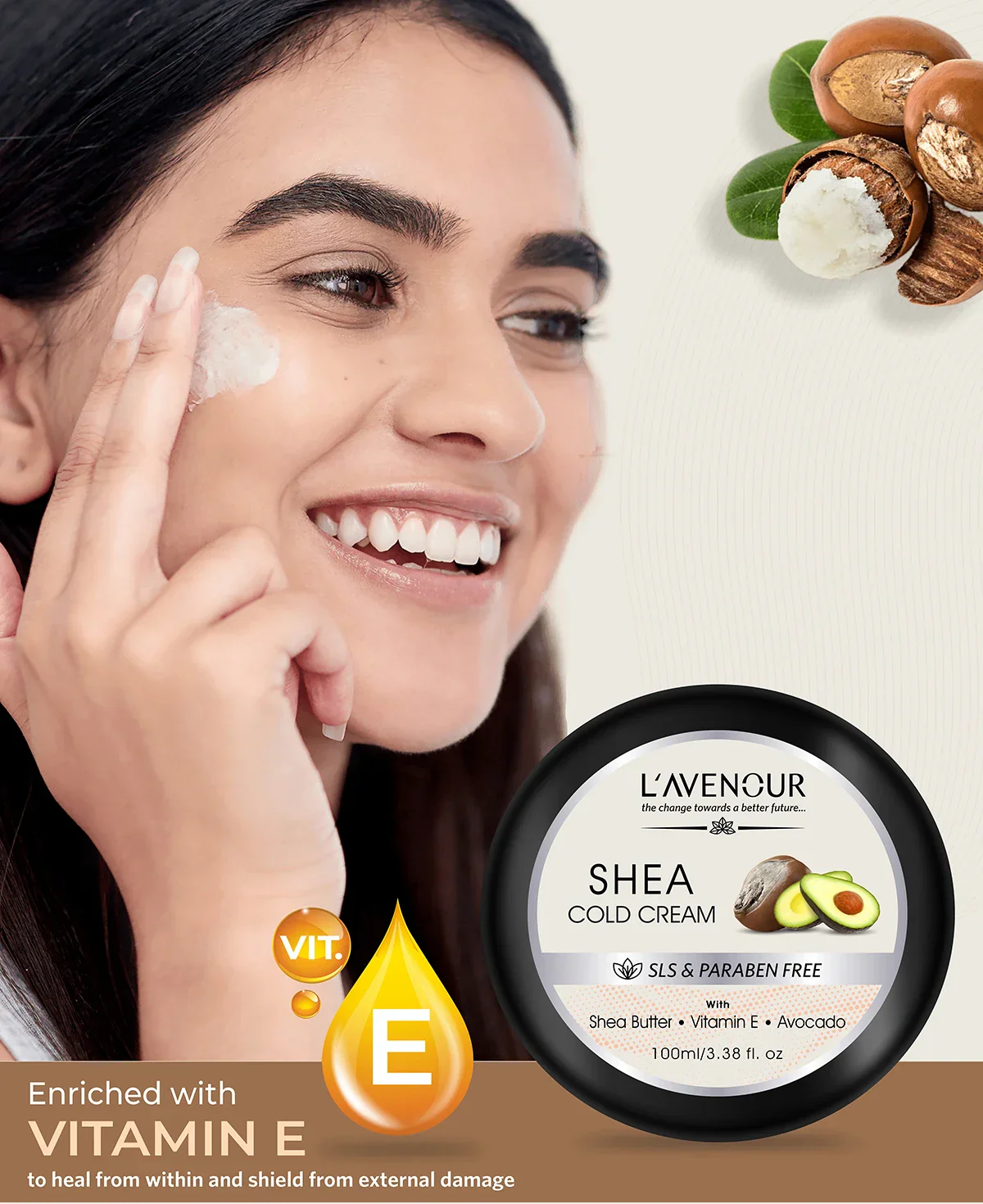 L'avenour Shea Cold Cream with Vitamin E - 100 ml - Image 2