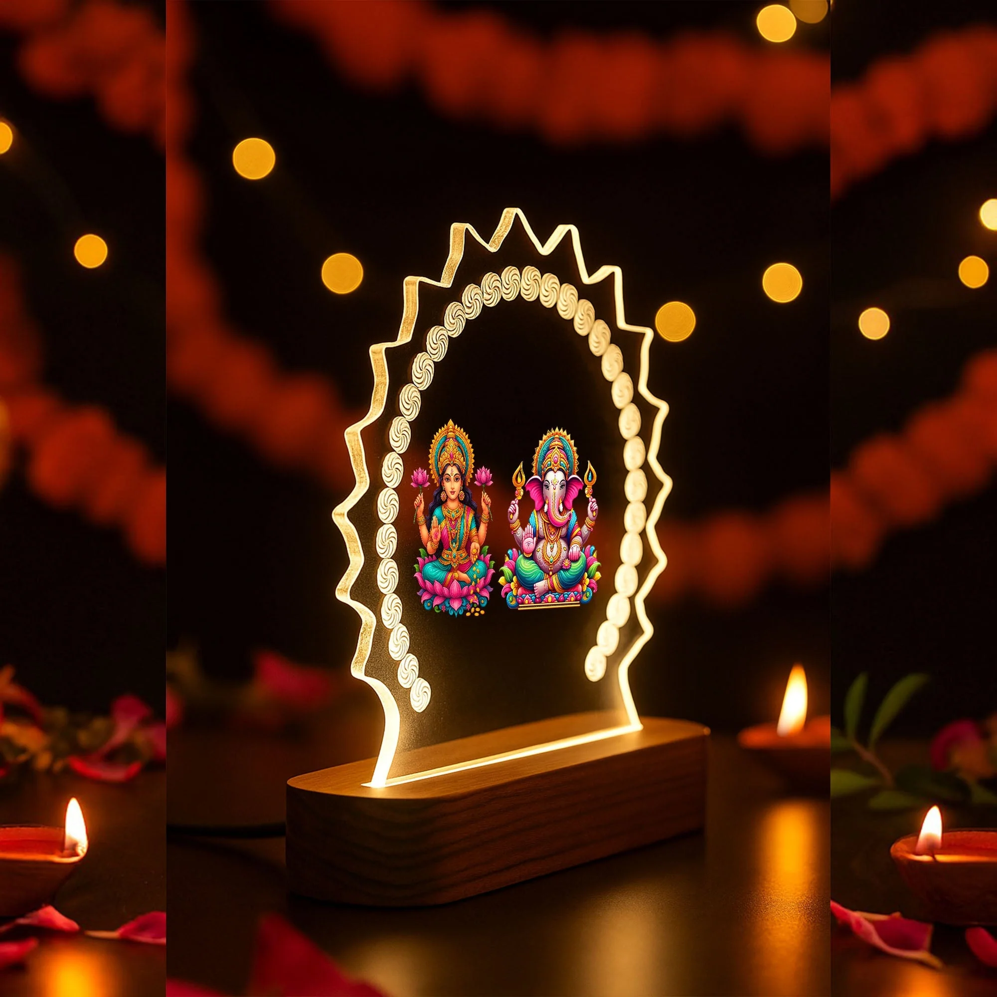Laxmi Ganesh Ji LED Acrylic Lamp – Divine Night Light for Home Temple & Festive Gifting - Image 2