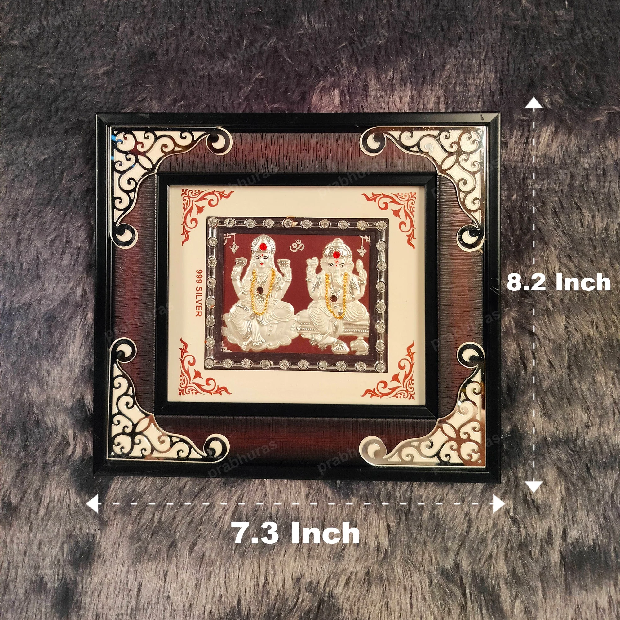 Laxmi Ganesh Wall Hanging Photo Frame Silver Coated - Image 6