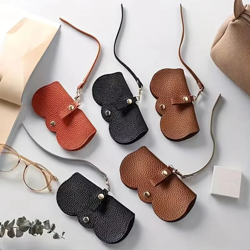 Leather Sunglasses Case Portable PU Compact Eyeglasses Travel Case 1 pc - Image 3