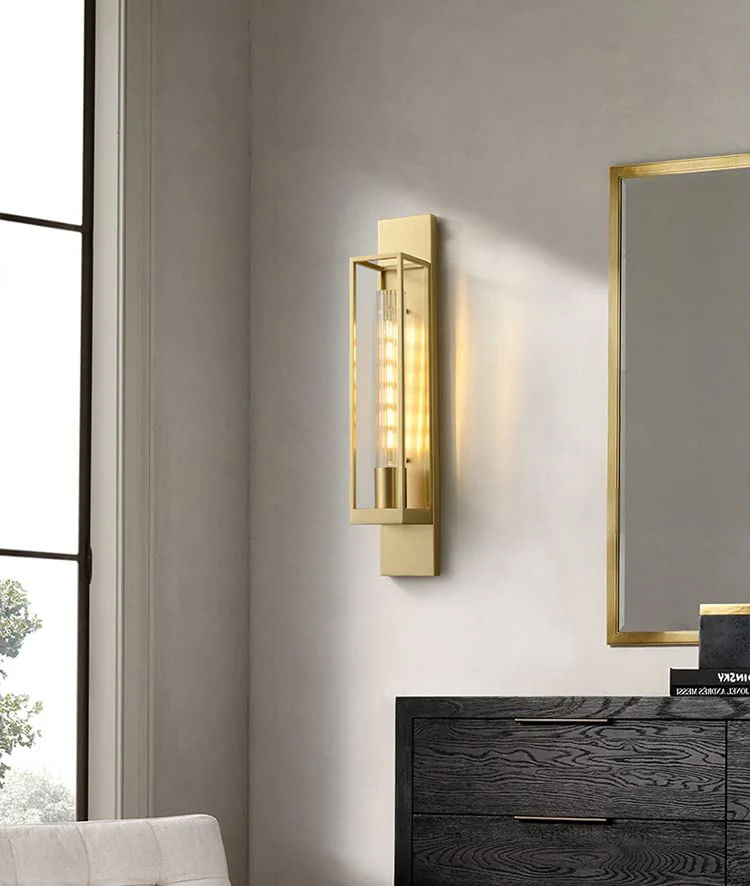 LED 600MM Transparent Long Glass Wall Light Modern Copper Metal - Image 3
