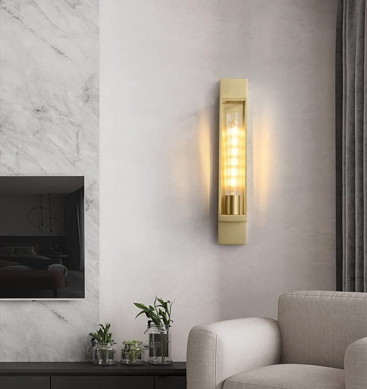 LED 600MM Transparent Long Glass Wall Light Modern Copper Metal - Image 5