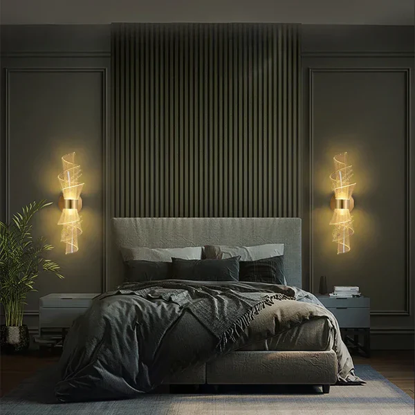 Led Acrylic Modern Golden Metal Wall Light - Image 3